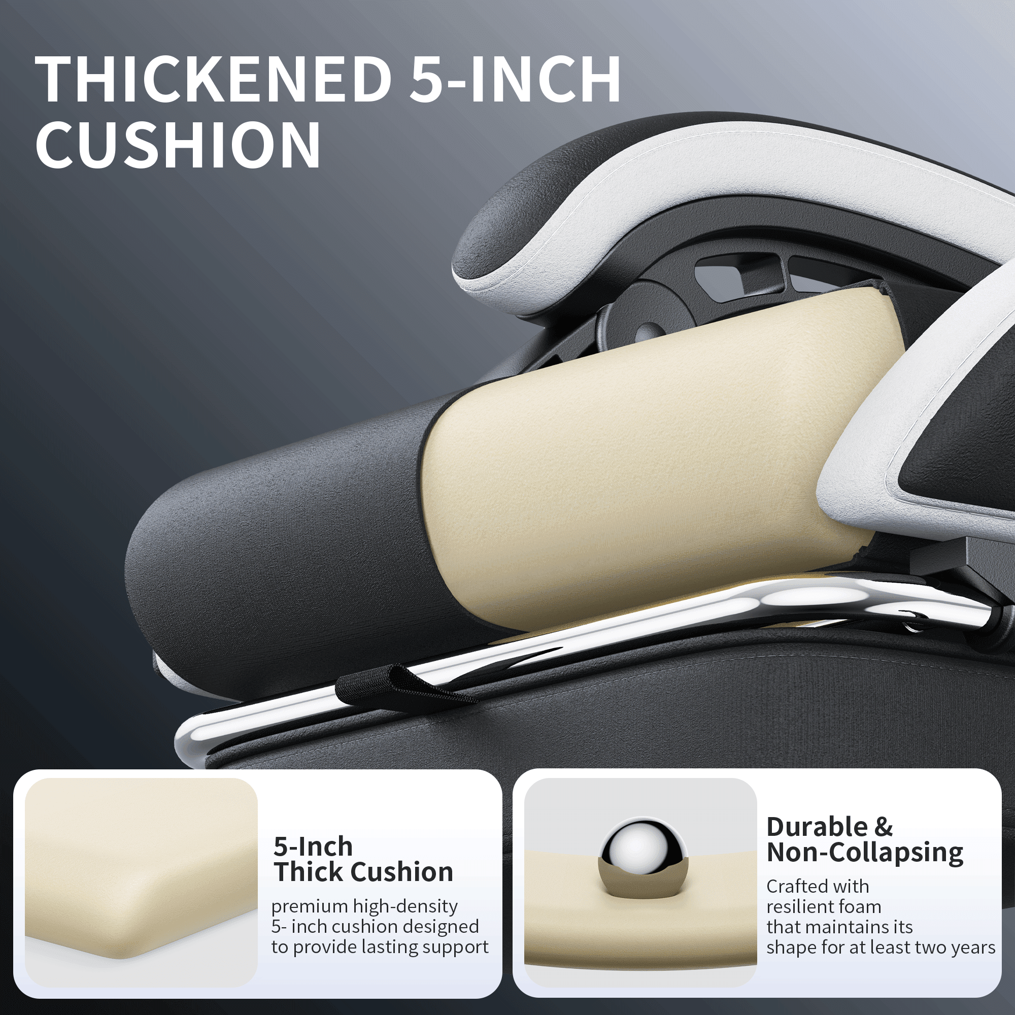 Seenda Gaming Chair, Fabric Office Chair Ergonomic Desk Chair, Video Game Chair with Footrest and Massage Lumbar Support, High Back Computer Office Chair with Headrest, 275Lbs, Black