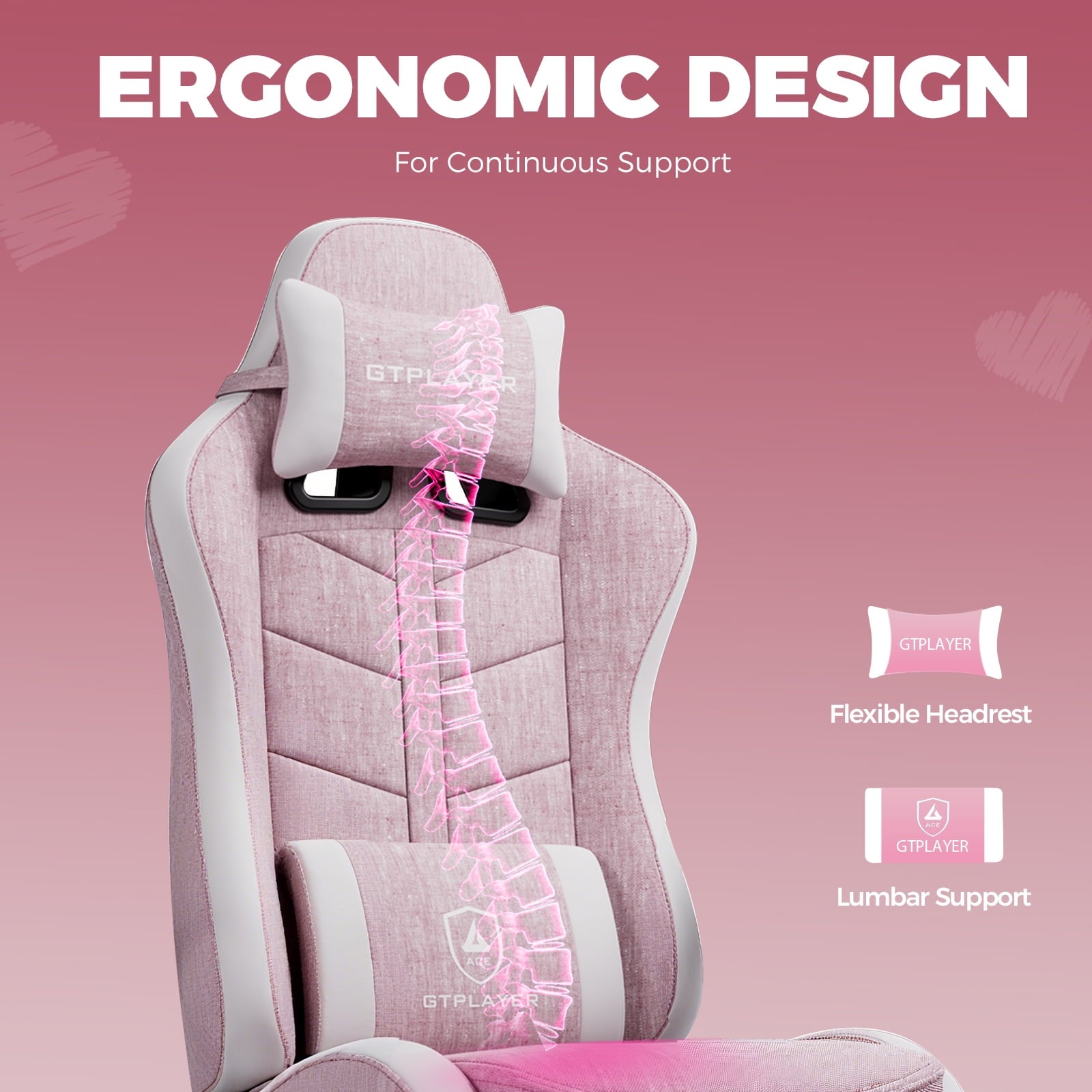 GTPLAYER Gaming Chair with Footrest, Computer Gaming Chair for Adults and Kids, Height Adjustable Gamer Chair with 90-155° Recline & Removable Headrest Lumbar Support,Colorful Black