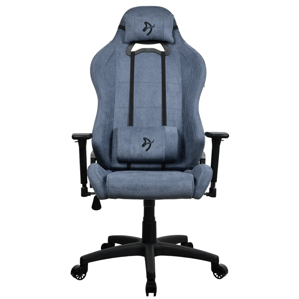 Arozzi Torretta Soft Fabric Gaming Chair, Breathable Fluid-Repellent Ergonomic Office Chair with Adjustable Height, 3D Armrest & 2 Supportive Pillows (Blue)
