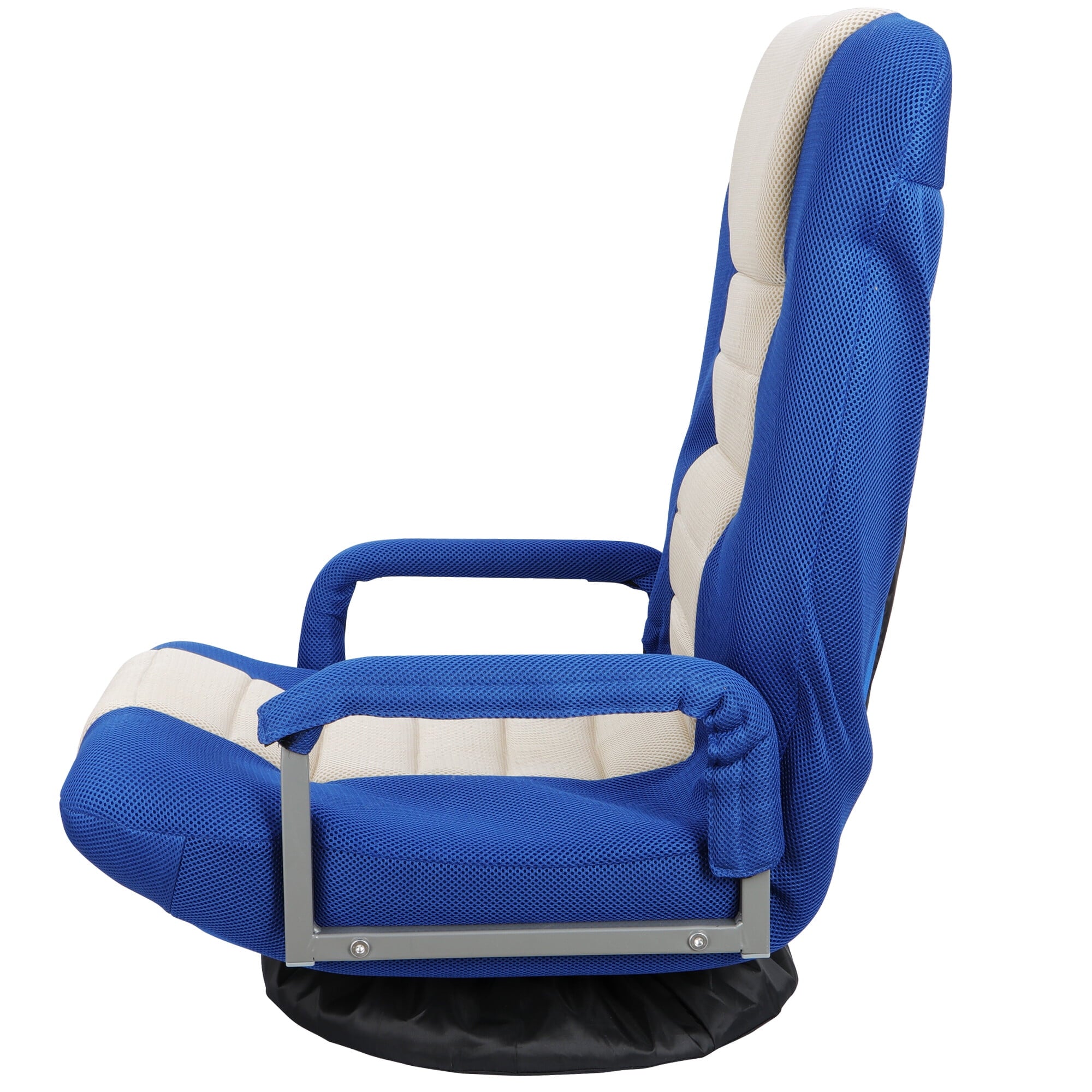 HomGarden 360 Degree Swivel Foam Gaming Floor Chair W/Armrests, Adjustable Folding Rocker 21" Wx28.7"H Blue