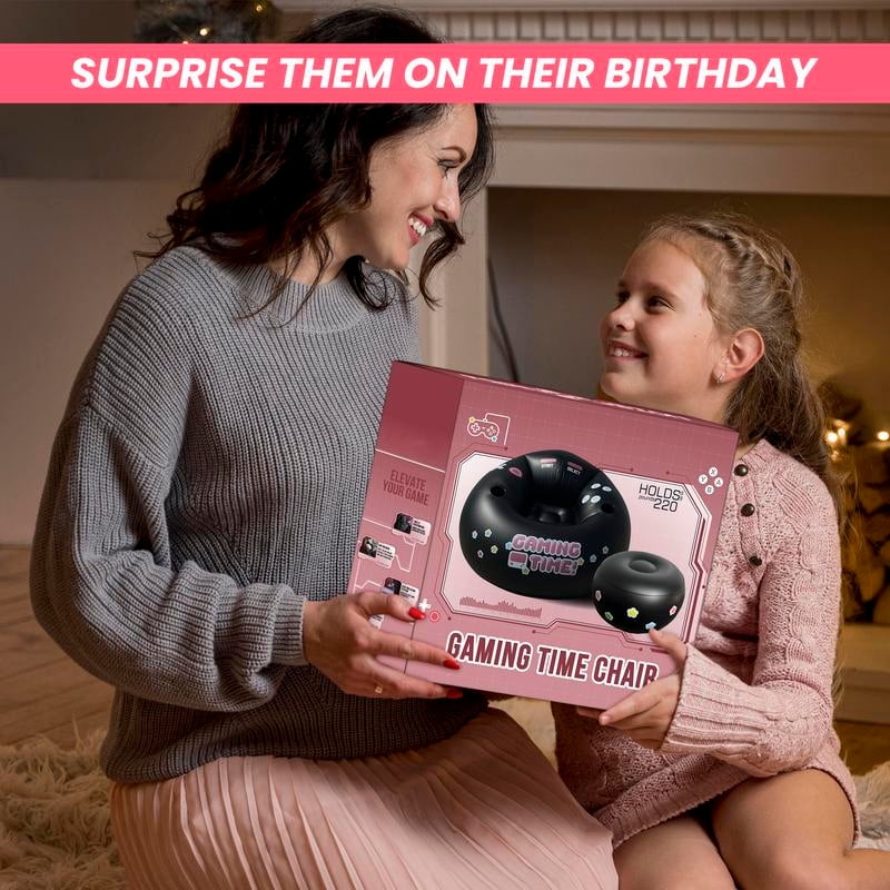 Inflatable Gaming Chair for Kids with Cup Holders and Side Pocket, High Back, for Gaming Room Decor