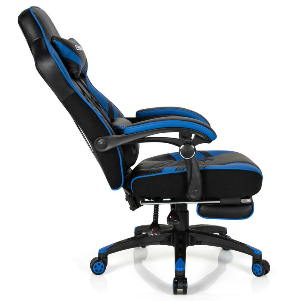 Resenkos Gaming Chair Computer Chair Office Chair, Adjustable Gaming Chair with Footrest for Home Office-Blue