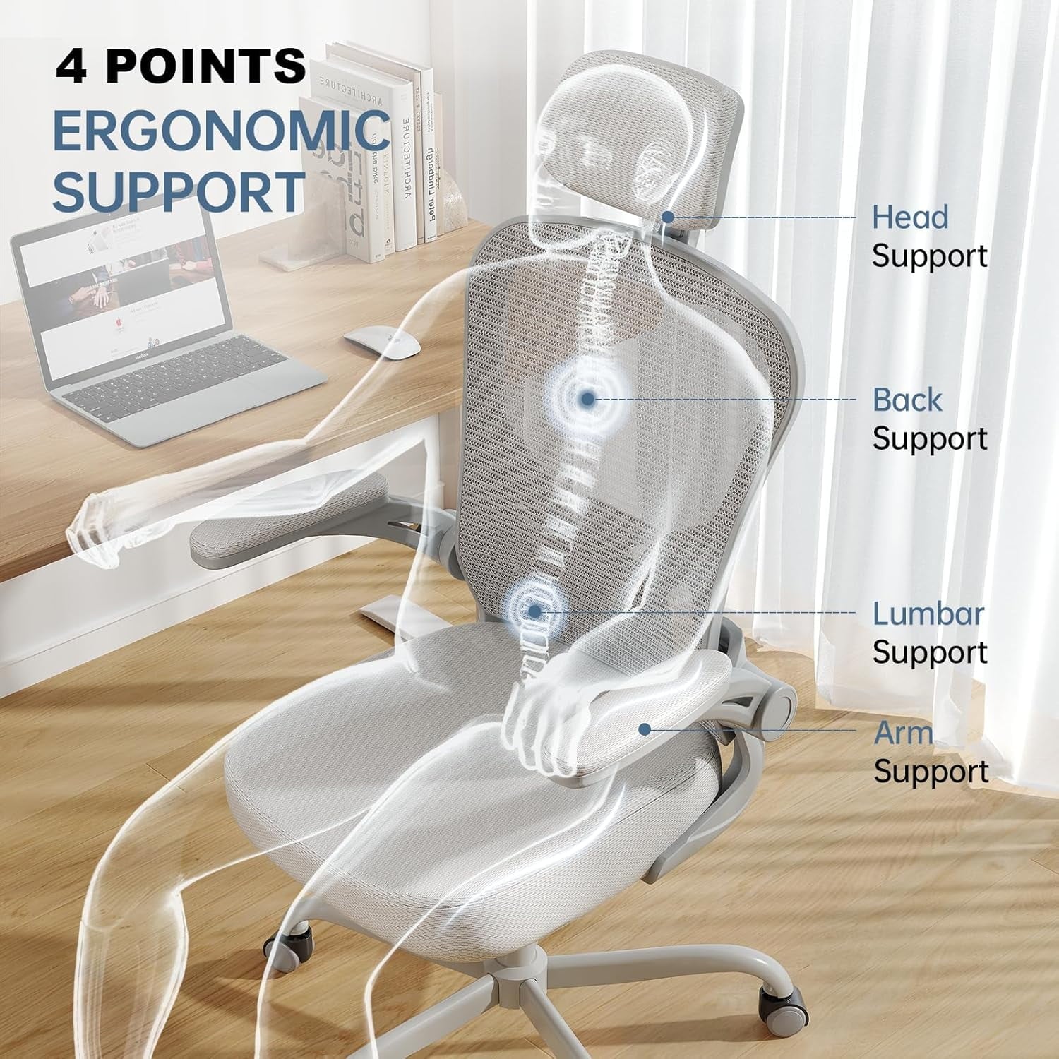 Ergonomic table and chair, with a load-bearing capacity of 330 pounds, high-back computer chair, suitable for long-term use