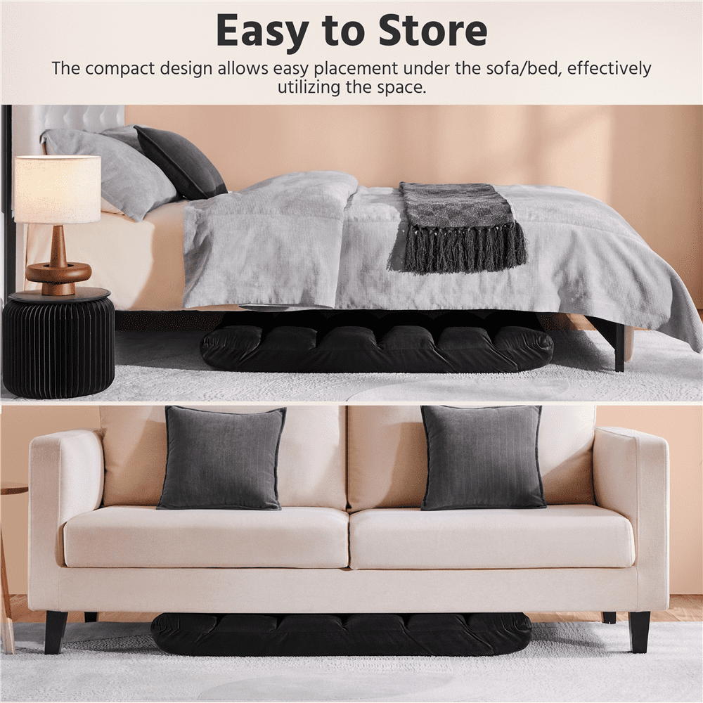 Alden Design Floor Folding Gaming Chair Lazy Sleeper Recliner with 14 Adjustable Positions, Black