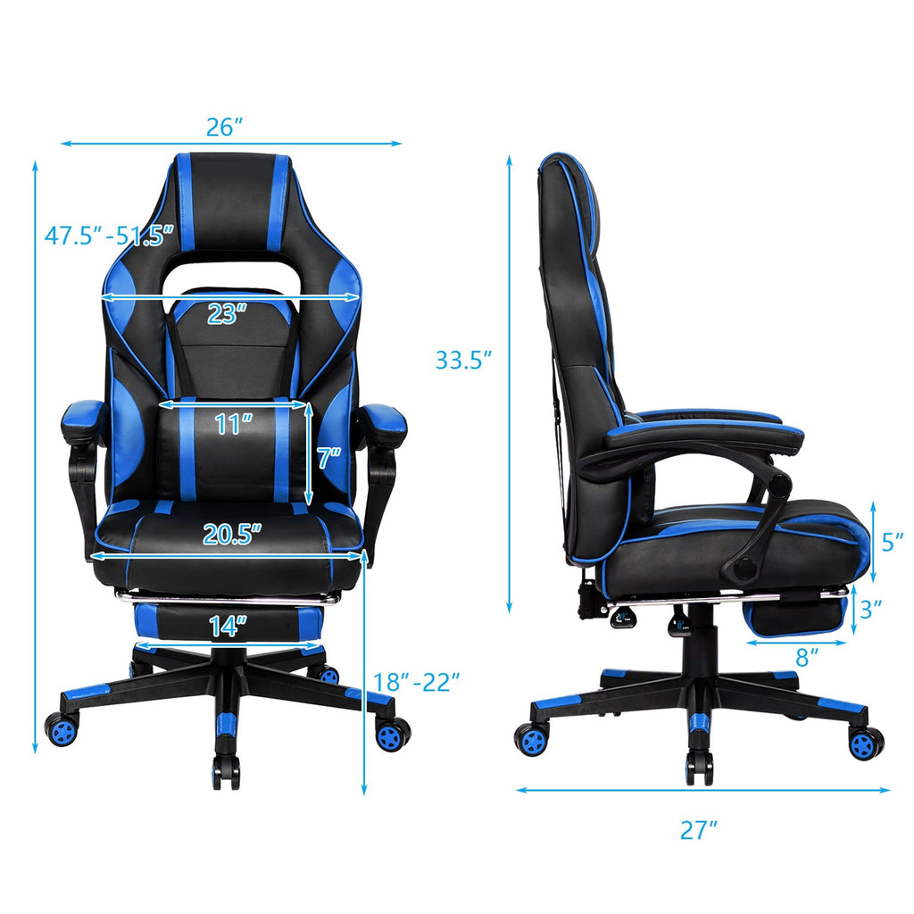Gymax Ergonomic & Adjustable Swivel Gaming Chair, Blue