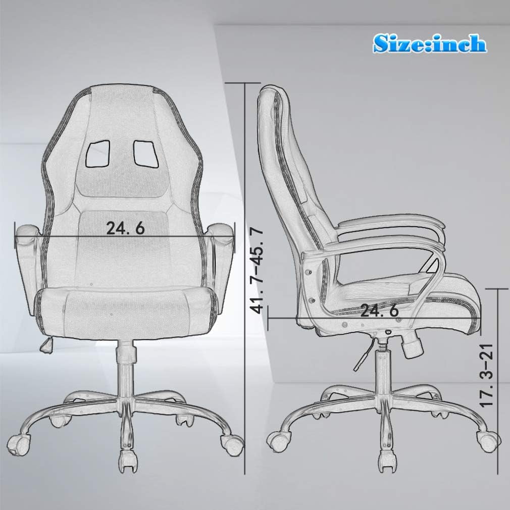 BestMassage Ergonomic & Adjustable Swivel Gaming Chair, White