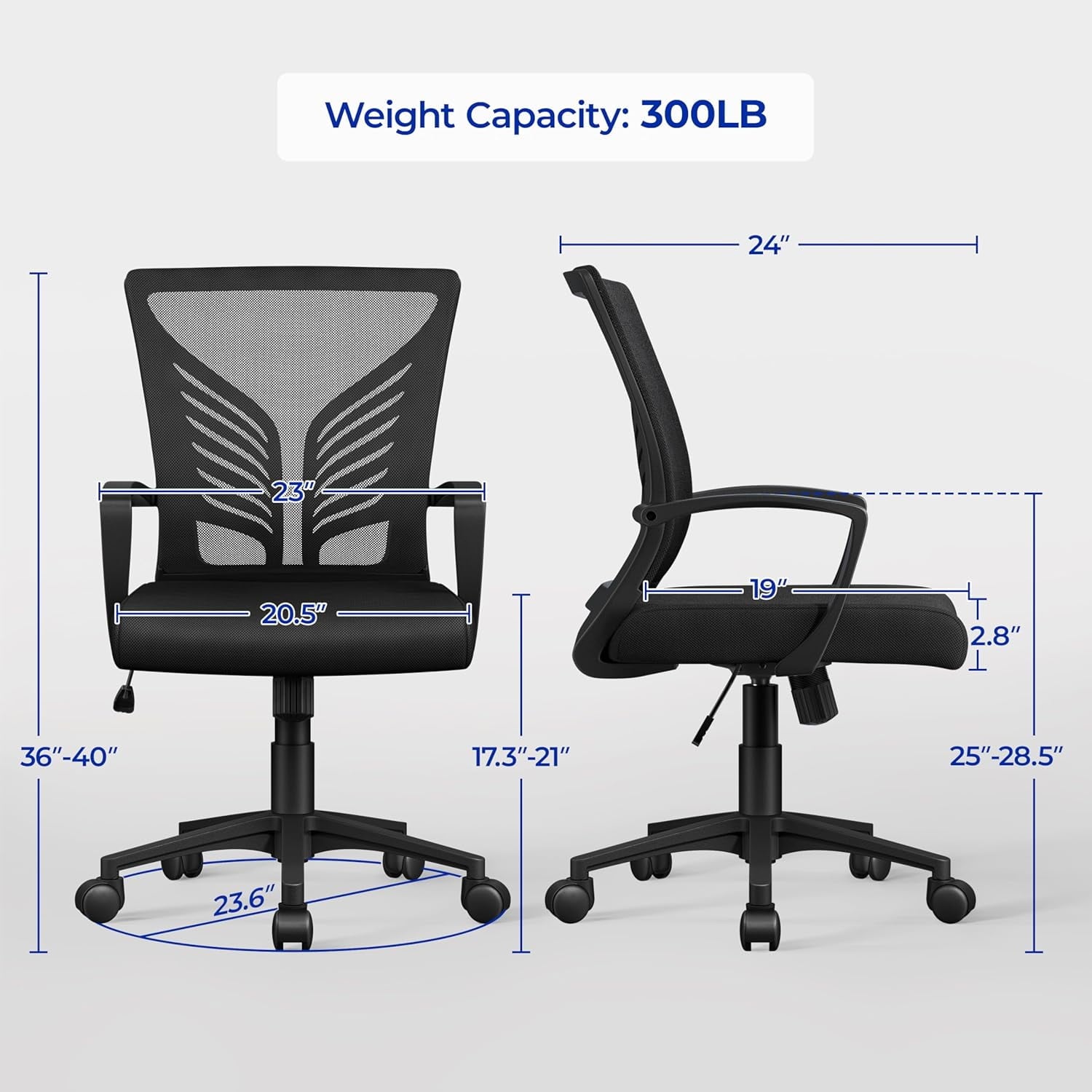 Office Chair Mesh Desk Chair Computer Chair Gaming Chair Adjustable Comfy Chair Swivel Ergonomic Chair for Home Office/Work/Study