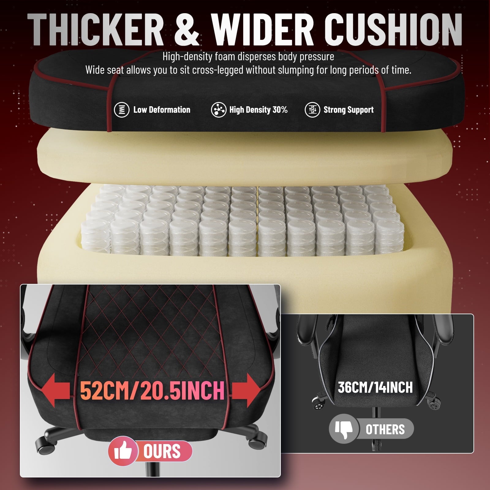 Huracan Velvet Fabric Gaming Chair for Adult Adjustable Height Video Gamer Chair with Footrest&Massage Lumbar Cushion High Back Computer Deak Chair for Office Home,Black+Red