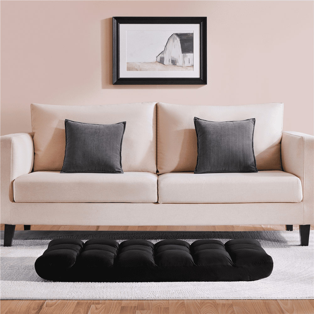 Alden Design Floor Folding Gaming Chair Lazy Sleeper Recliner with 14 Adjustable Positions, Black