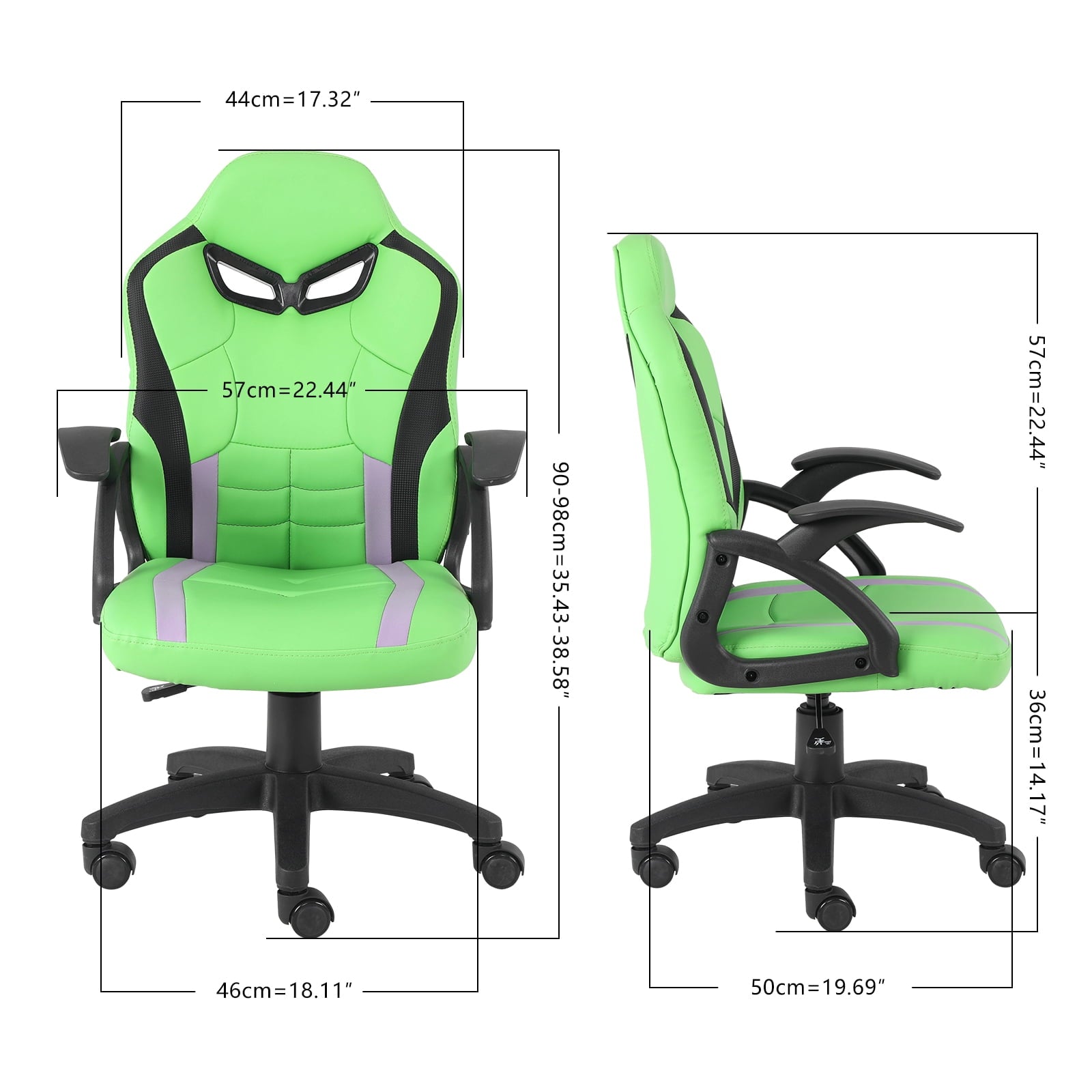 Swivel Gaming Chair for Boys Girls Kids Activity Chair High Back Ergonomic Racing Computer Chair, Height Adjustable, Green