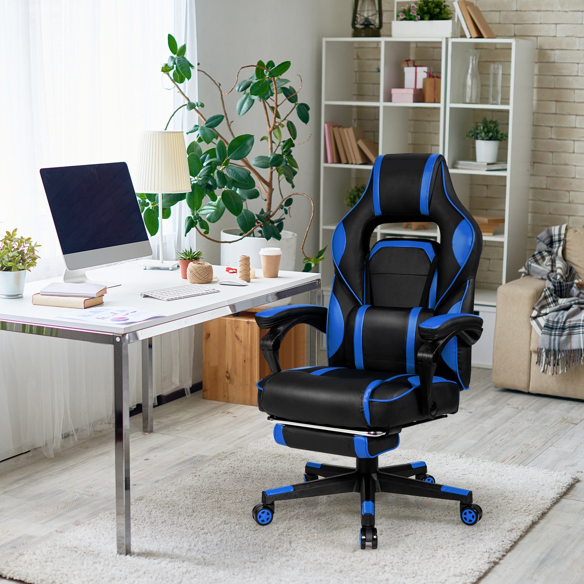 Gymax Ergonomic & Adjustable Swivel Gaming Chair, Blue