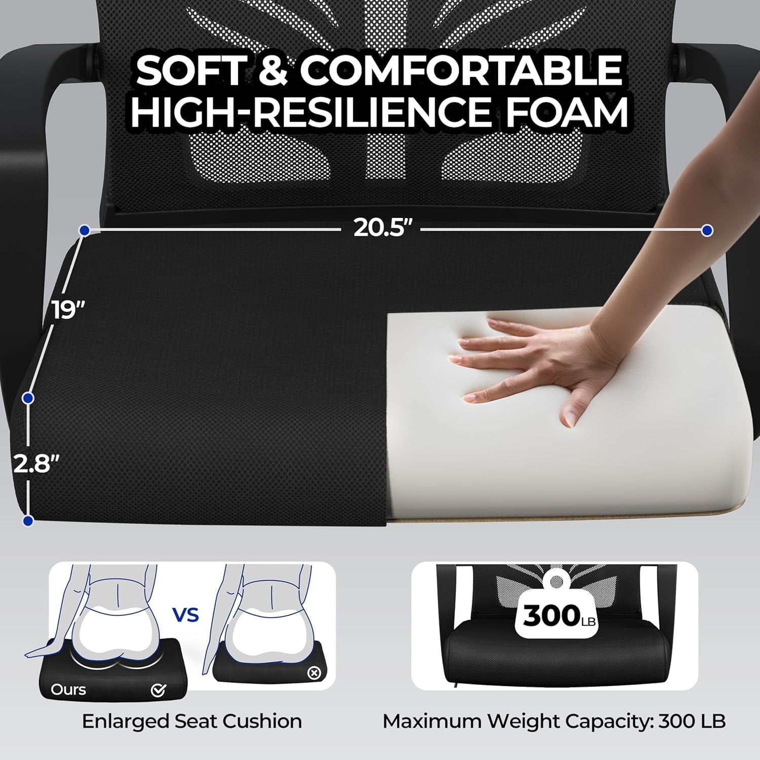 Office Chair Mesh Desk Chair Computer Chair Gaming Chair Adjustable Comfy Chair Swivel Ergonomic Chair for Home Office/Work/Study