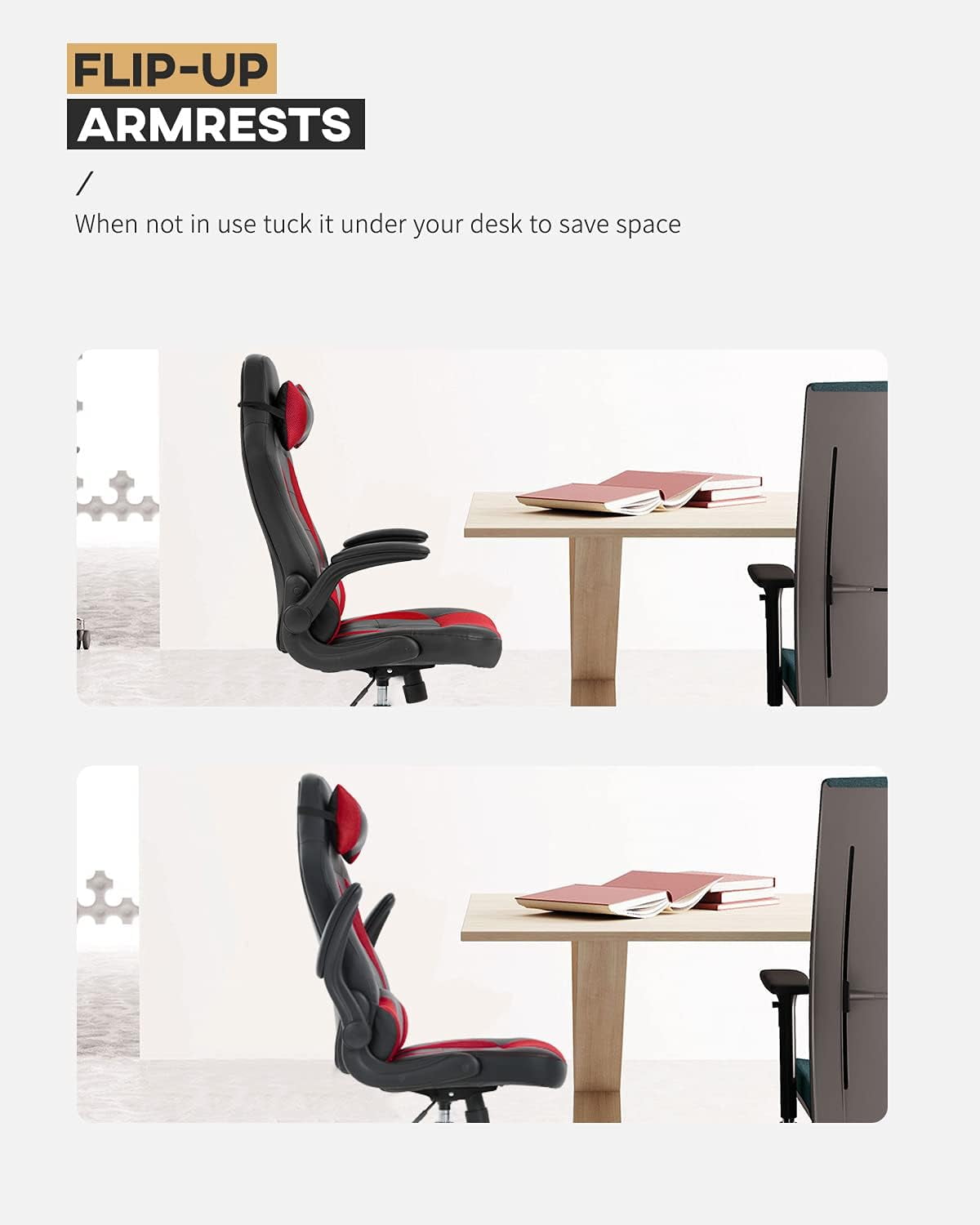 FDW Ergonomic Gaming Chair, Lumbar Support, Swivel Rolling for Women, Men(Red)