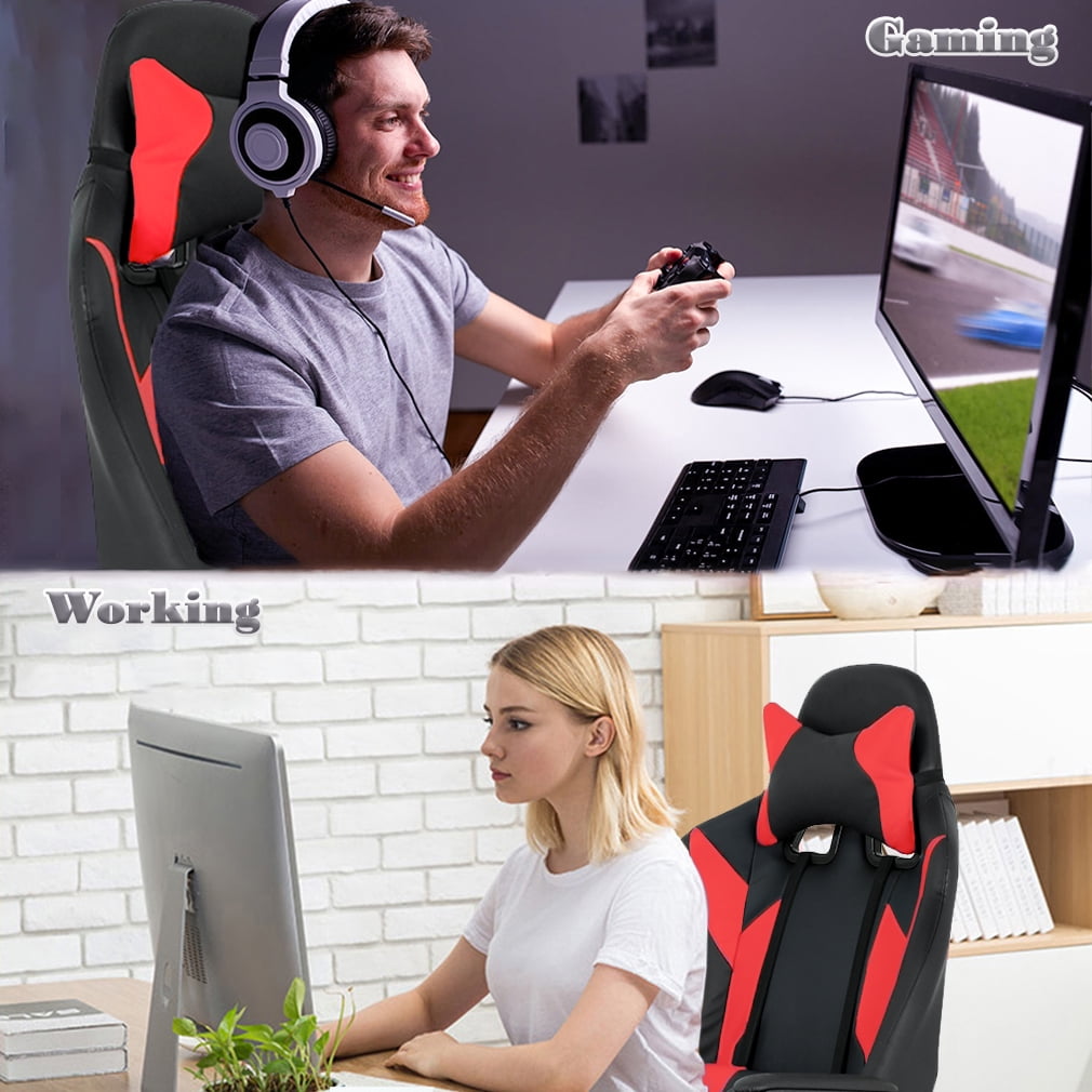 BestOffice Ergonomic Gaming Chair, Swivel Rolling, Lumbar Support for Women, Men(Red)