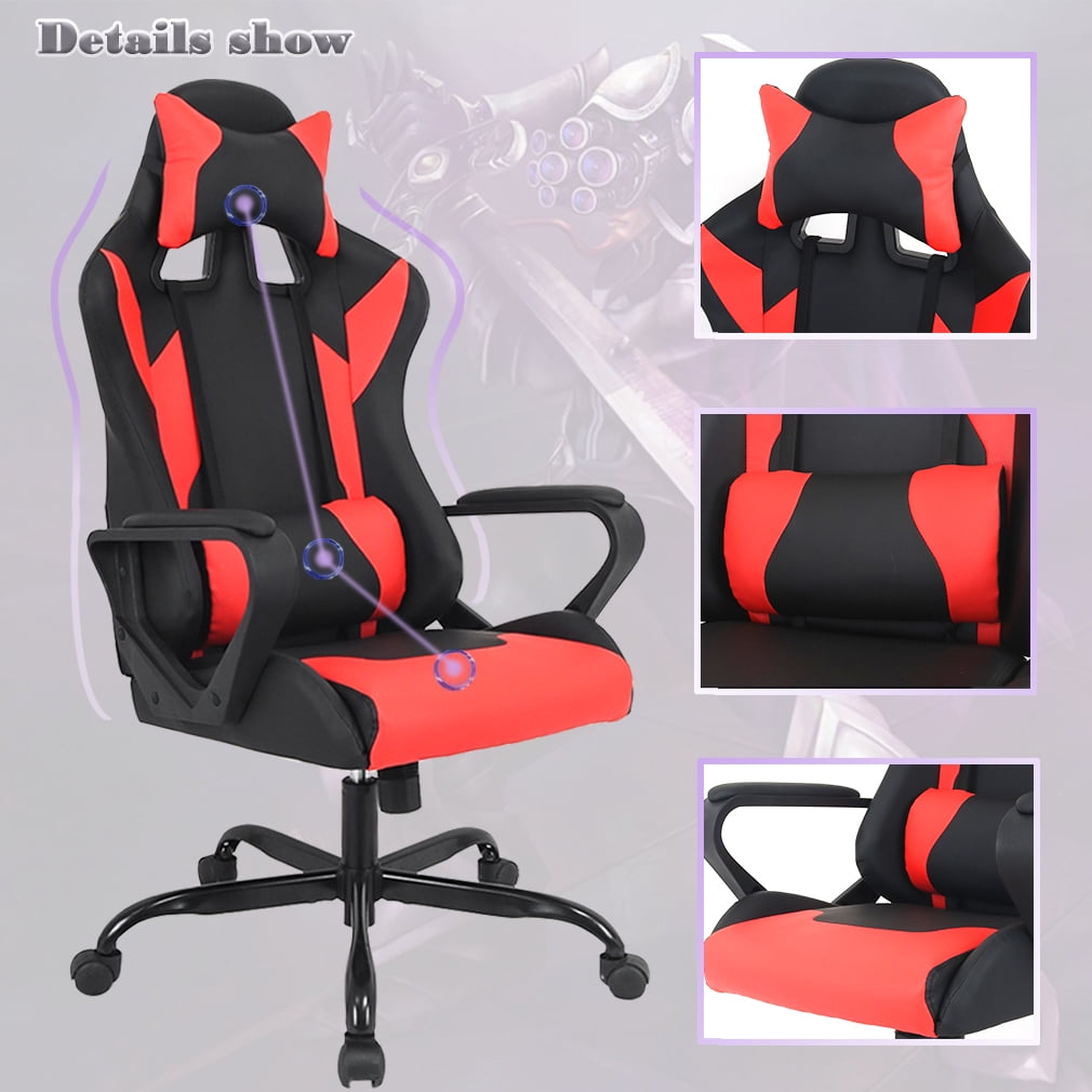 BestOffice Ergonomic Gaming Chair, Swivel Rolling, Lumbar Support for Women, Men(Red)