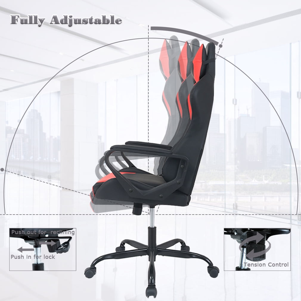 BestOffice Ergonomic Gaming Chair, Swivel Rolling, Lumbar Support for Women, Men(Red)