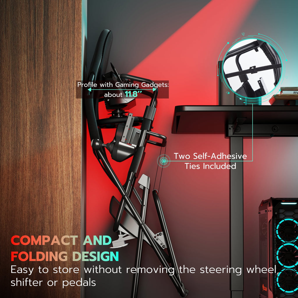 ARES WING Racing Simulator Cockpit with Foldable Gaming Chair Fit Logitech Thrustmaster Xbox