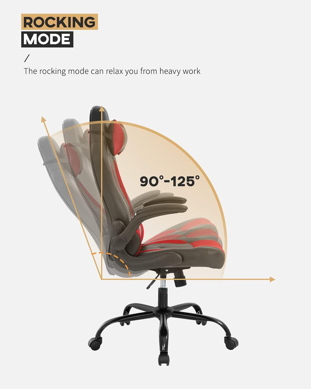 FDW Ergonomic Gaming Chair, Lumbar Support, Swivel Rolling for Women, Men(Red)