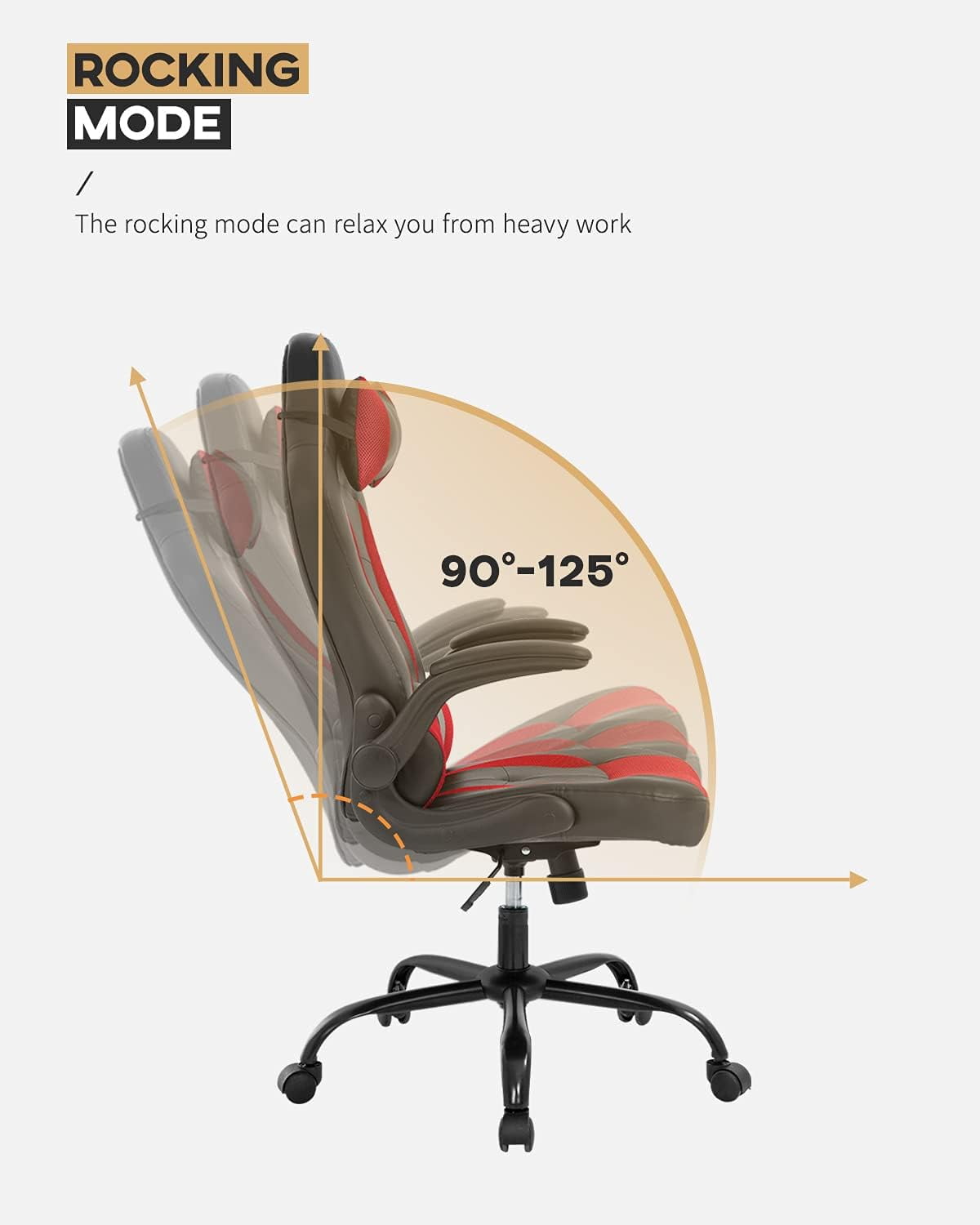 FDW Ergonomic Gaming Chair, Lumbar Support, Swivel Rolling for Women, Men(Red)