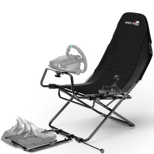 ARES WING Racing Simulator Cockpit with Foldable Gaming Chair Fit Logitech Thrustmaster Xbox