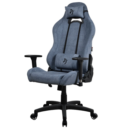 Arozzi Torretta Soft Fabric Gaming Chair, Breathable Fluid-Repellent Ergonomic Office Chair with Adjustable Height, 3D Armrest & 2 Supportive Pillows (Blue)