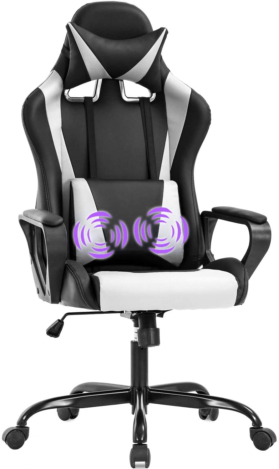 BestOffice Ergonomic Gaming Chair, Lumbar Support, Rolling Swivel for Men, Women(White)