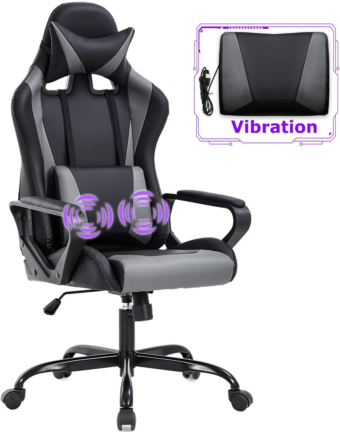 BestOffice Ergonomic Gaming Chair, Lumbar Support, Rolling Swivel for Men, Women(White)