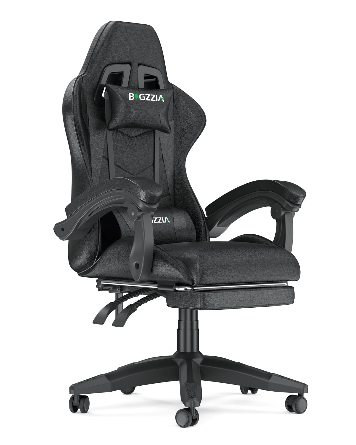 Bigzzia Gaming Chair with Footrest, Computer Chair with Adjustable Lumbar Pillow and Headrest, Blue