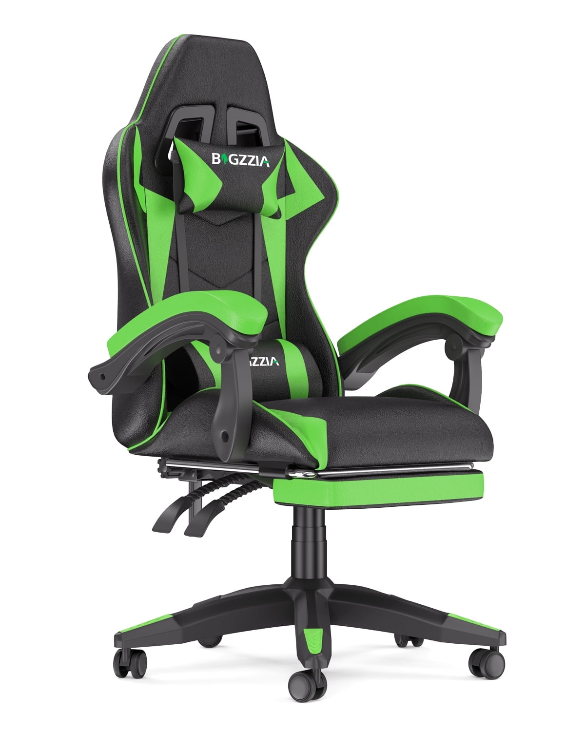 Bigzzia Gaming Chair with Footrest, Computer Chair with Adjustable Lumbar Pillow and Headrest, Blue