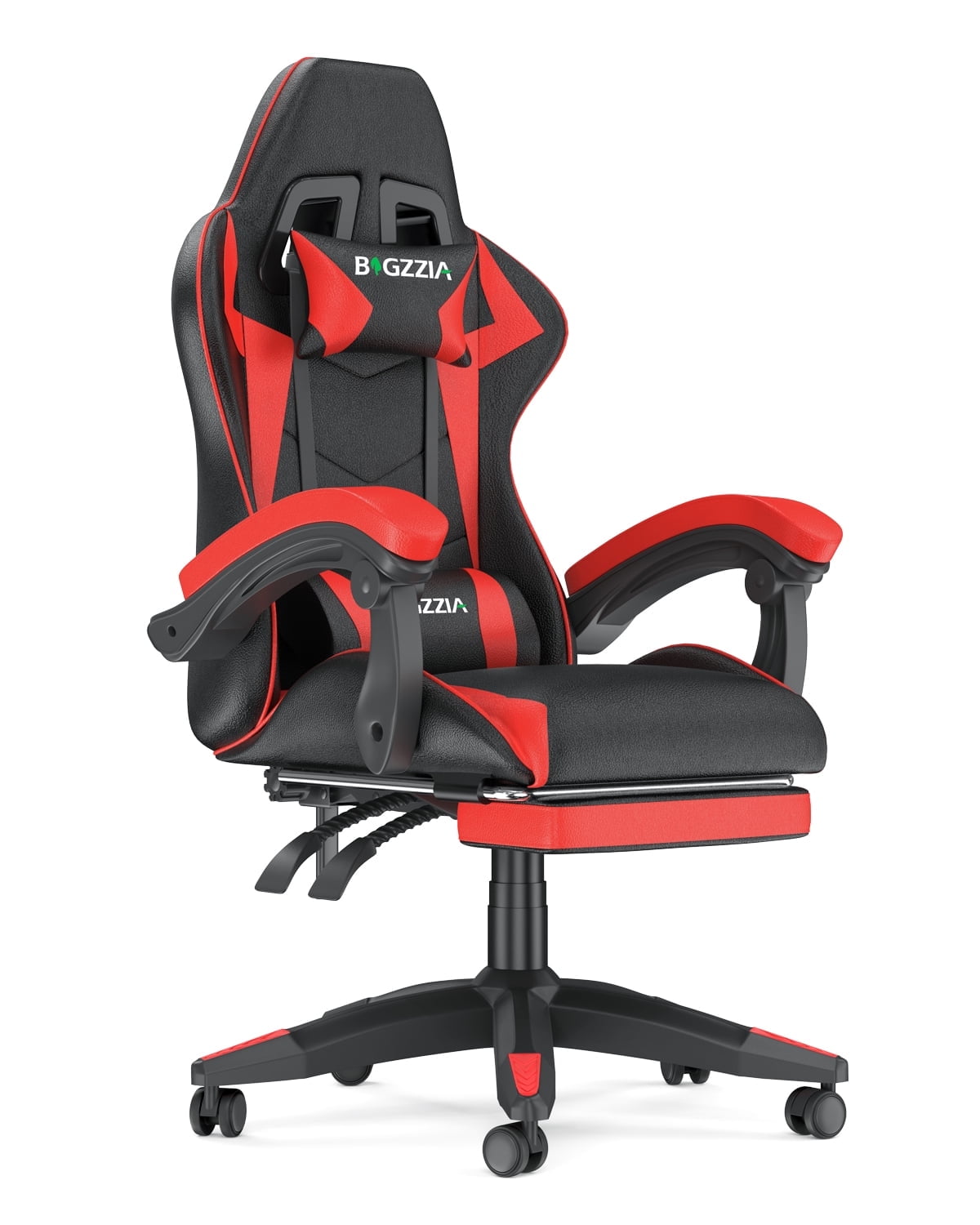 Bigzzia Gaming Chair with Footrest, Computer Chair with Adjustable Lumbar Pillow and Headrest, Blue