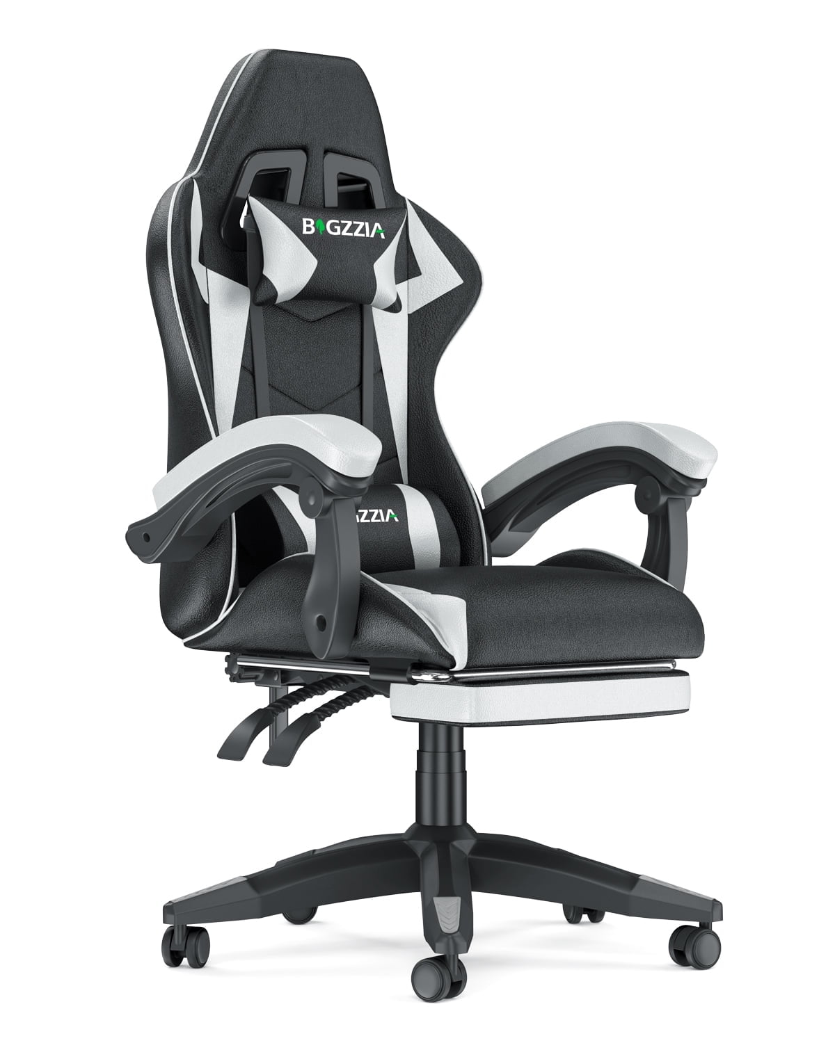 Bigzzia Gaming Chair with Footrest, Computer Chair with Adjustable Lumbar Pillow and Headrest, Blue