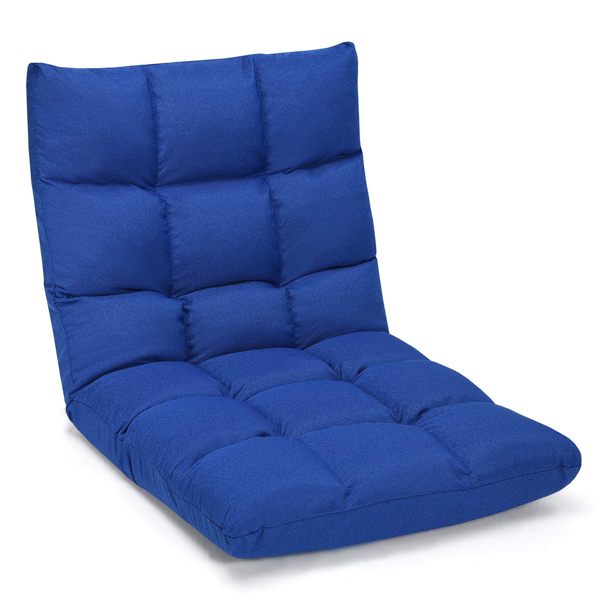 Costway Adjustable 14-Position Floor Chair Folding Lazy Gaming Sofa Chair Peacock Blue