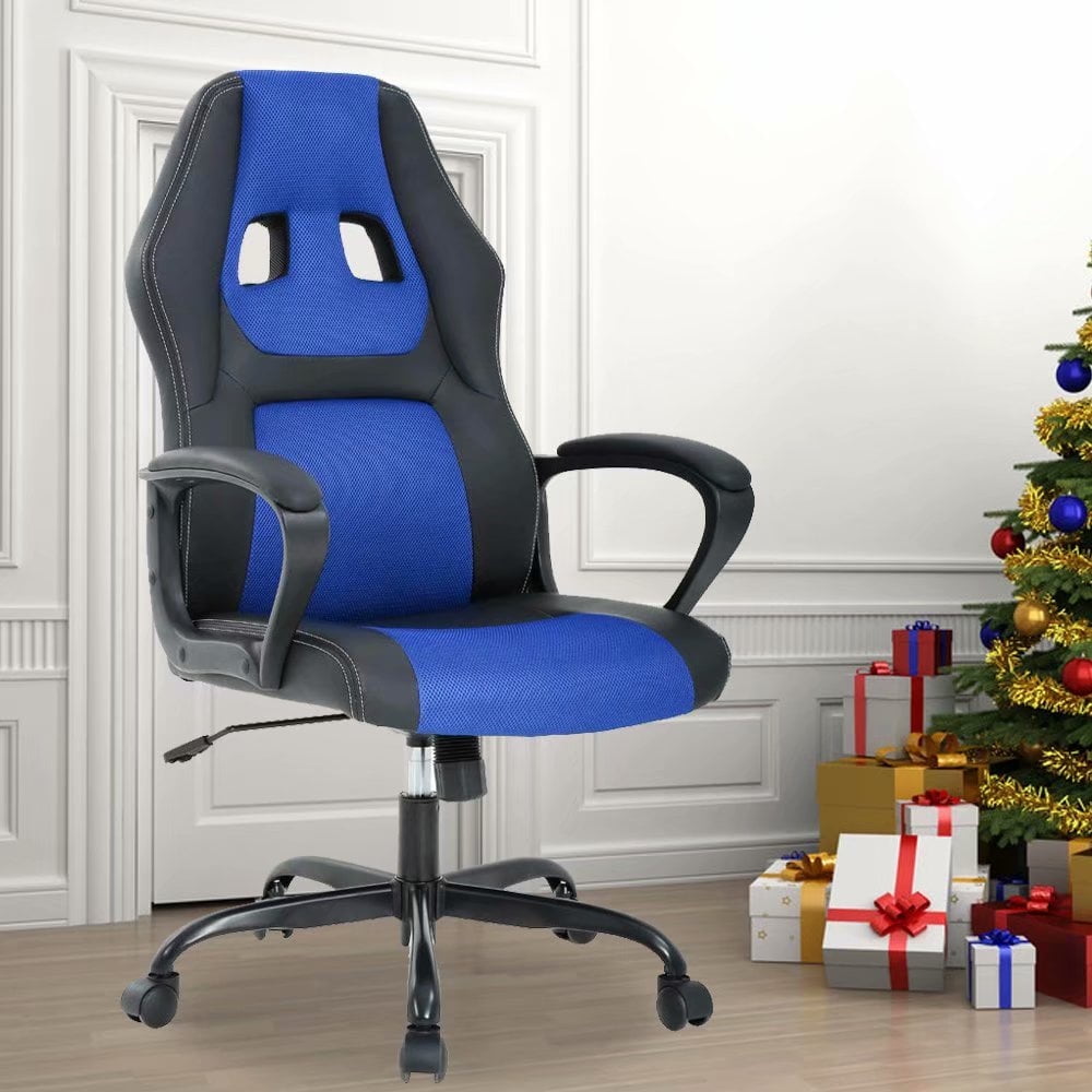 Dkelincs Teen Fibreboard Gaming Chair with 360 Degree Rolling Wheels and Lumbar Support, Black