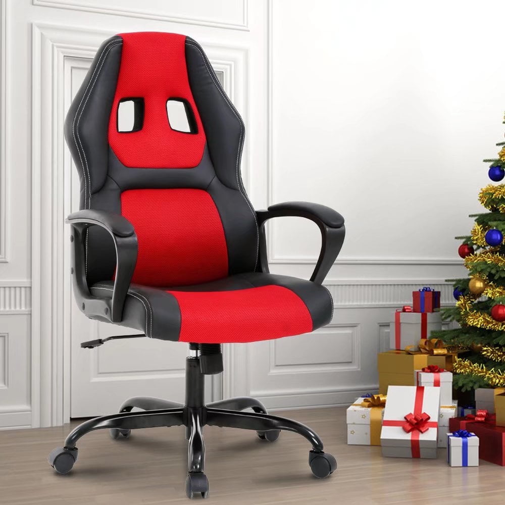 Dkelincs Teen Fibreboard Gaming Chair with 360 Degree Rolling Wheels and Lumbar Support, Black