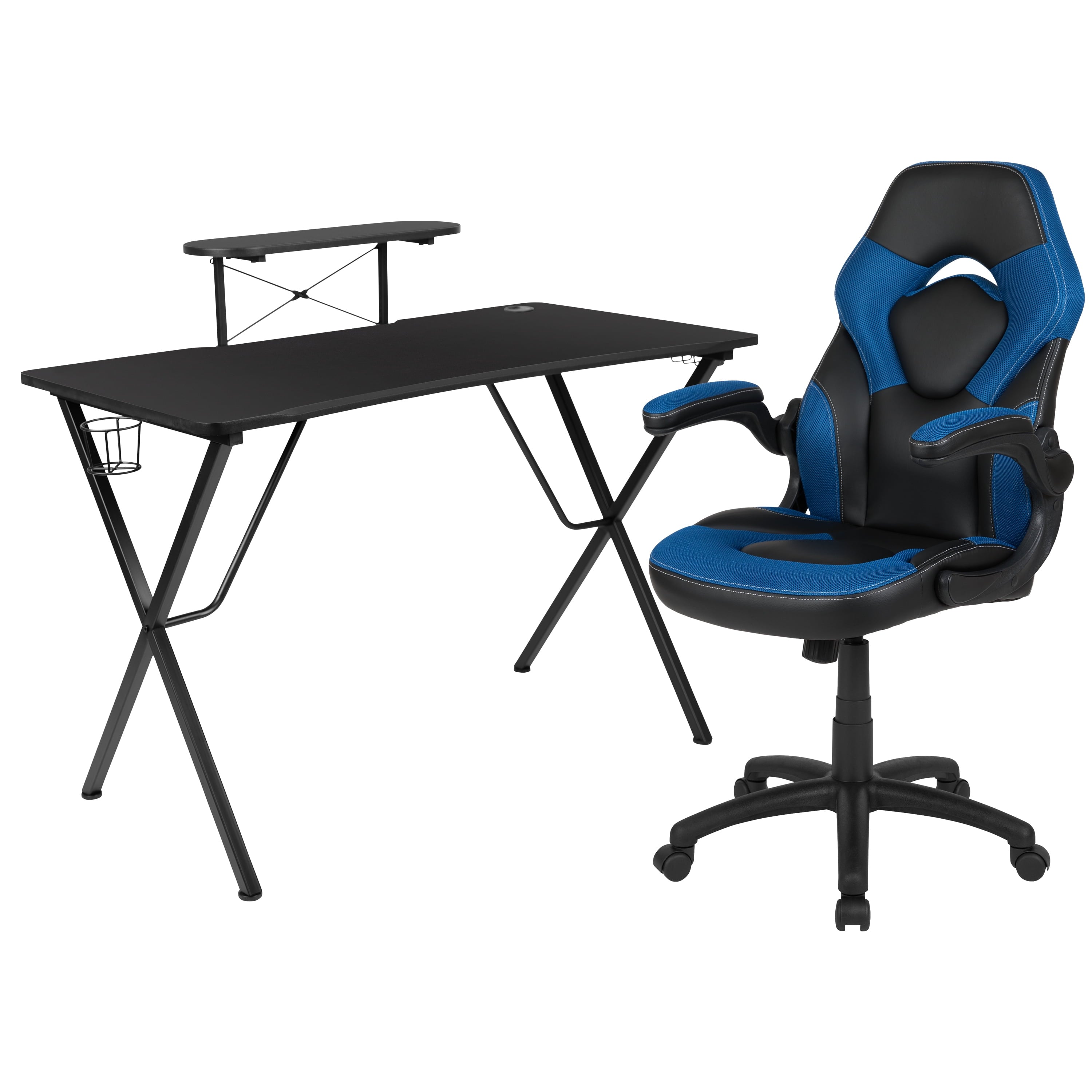 Flash Furniture Optis Black Gaming Desk and Black Racing Chair Set with Cup Holder, Camouflage
