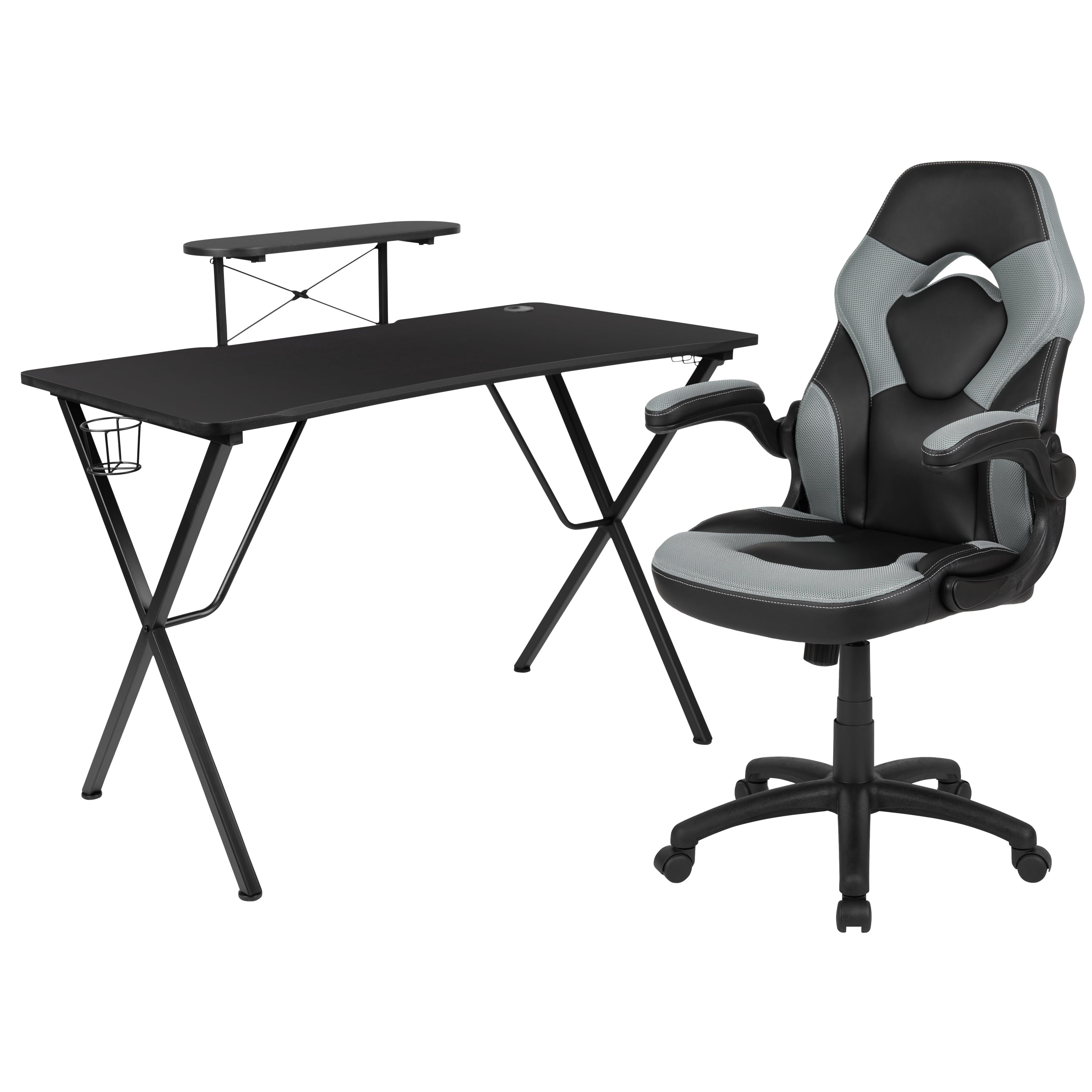 Flash Furniture Optis Black Gaming Desk and Black Racing Chair Set with Cup Holder, Camouflage