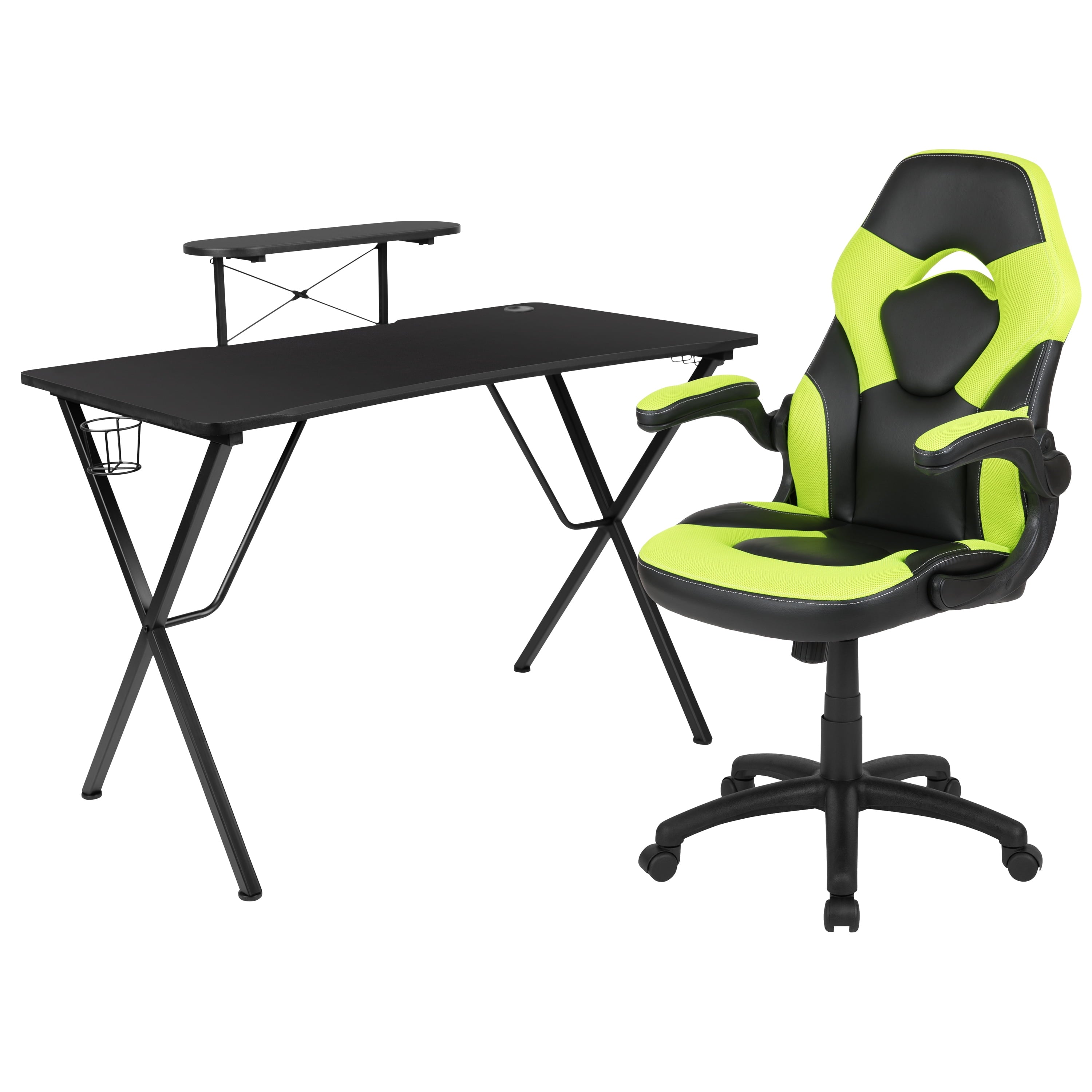 Flash Furniture Optis Black Gaming Desk and Black Racing Chair Set with Cup Holder, Camouflage