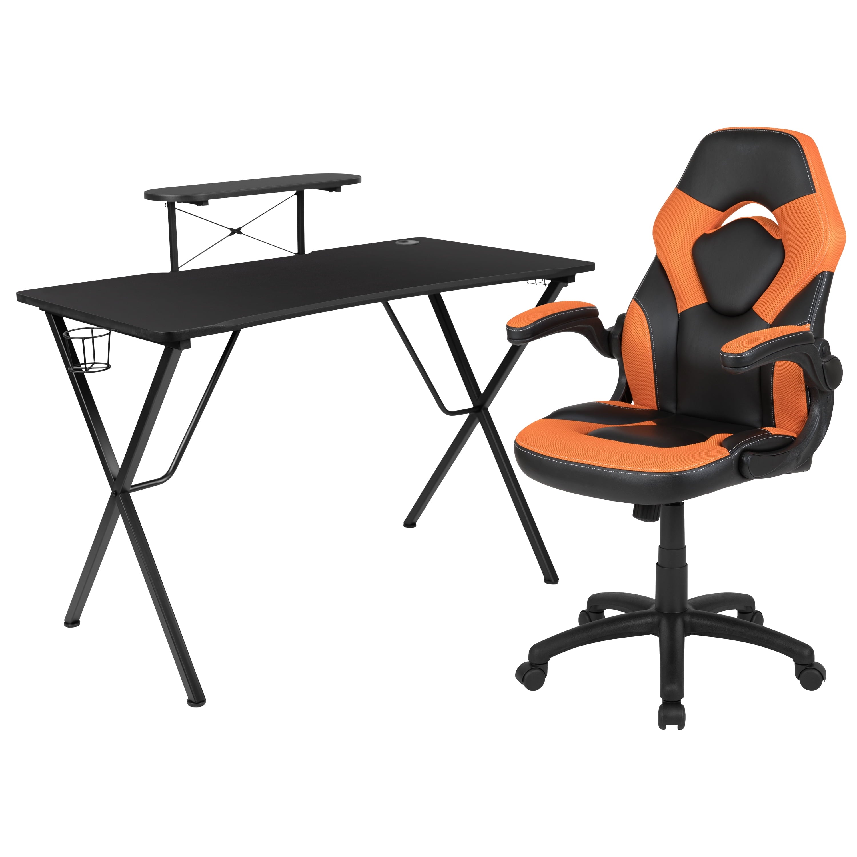 Flash Furniture Optis Black Gaming Desk and Black Racing Chair Set with Cup Holder, Camouflage