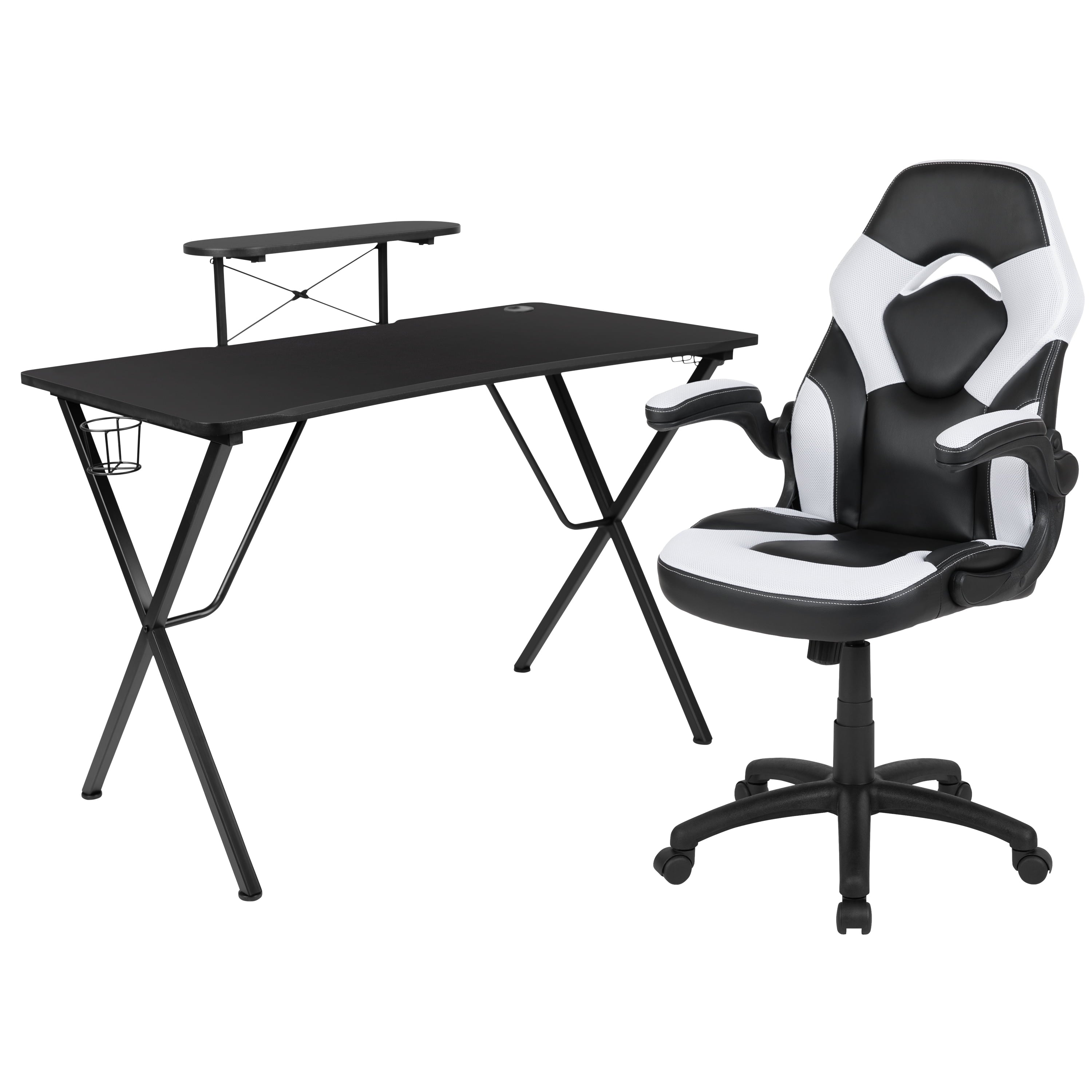 Flash Furniture Optis Black Gaming Desk and Black Racing Chair Set with Cup Holder, Camouflage