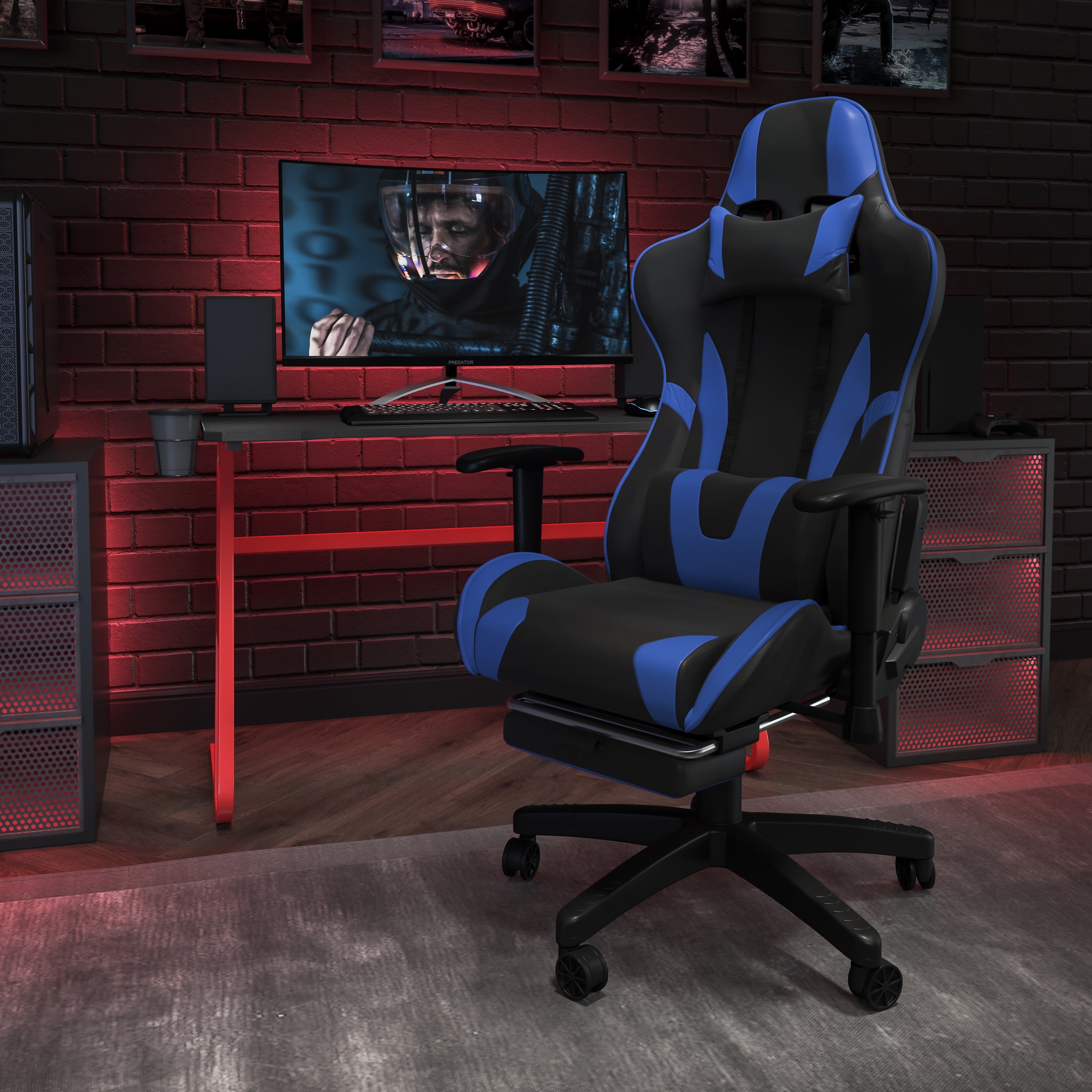 Flash Furniture X10 LeatherSoft High-Back Gaming Chair with Headrest and Flip-Up Arms, Black