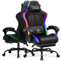 GTPLAYER RGB Gaming Chair, Computer Gamer Chair with Footrest and LED Lights, Black