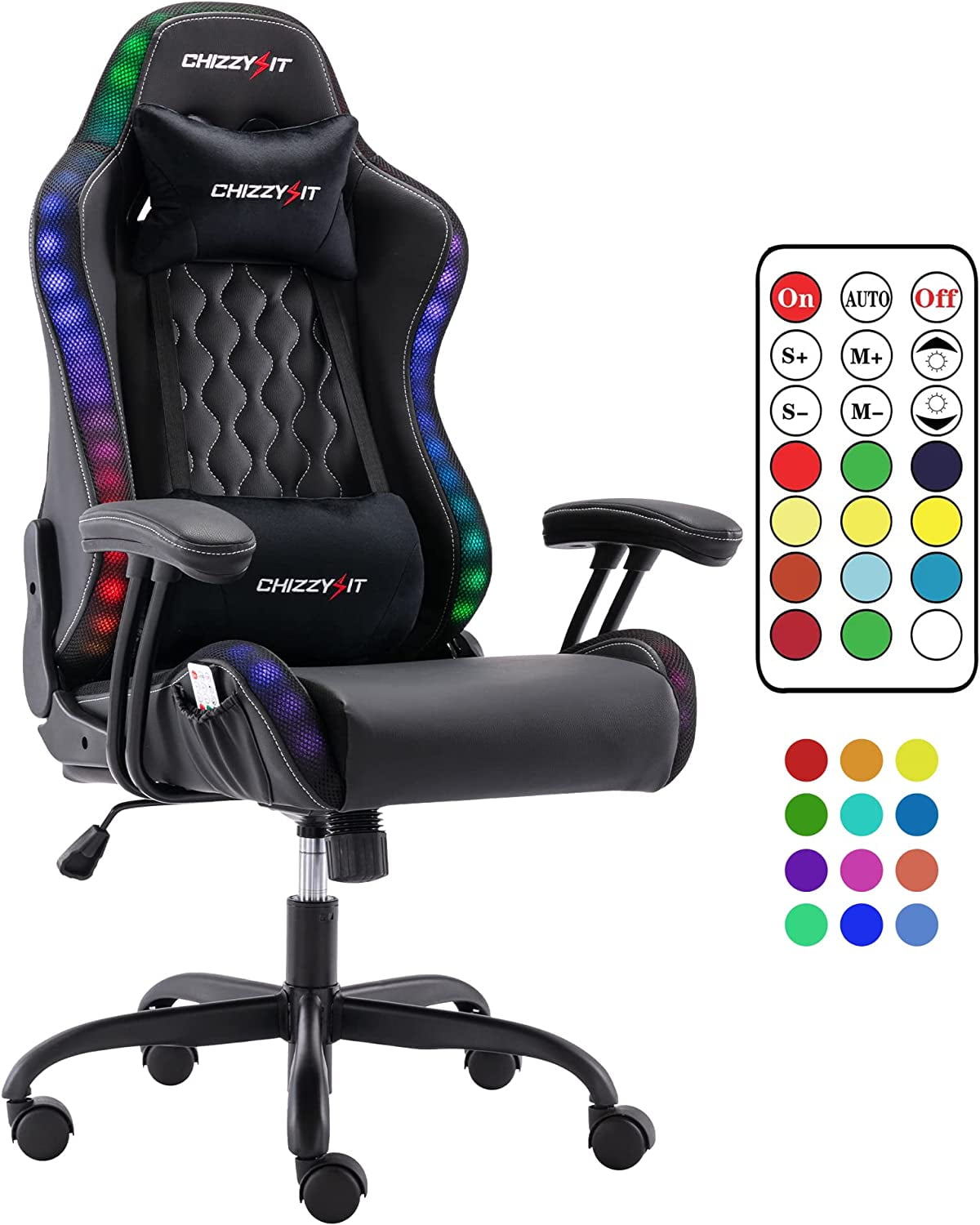 Gaming Chair for Kids with RGB LED Lights, Kids Gaming Chairs Ages 8-14, Led Gaming Chair with Adjustable Lumbar Support and Headrest,PU Leather Video Game Chairs for Teens