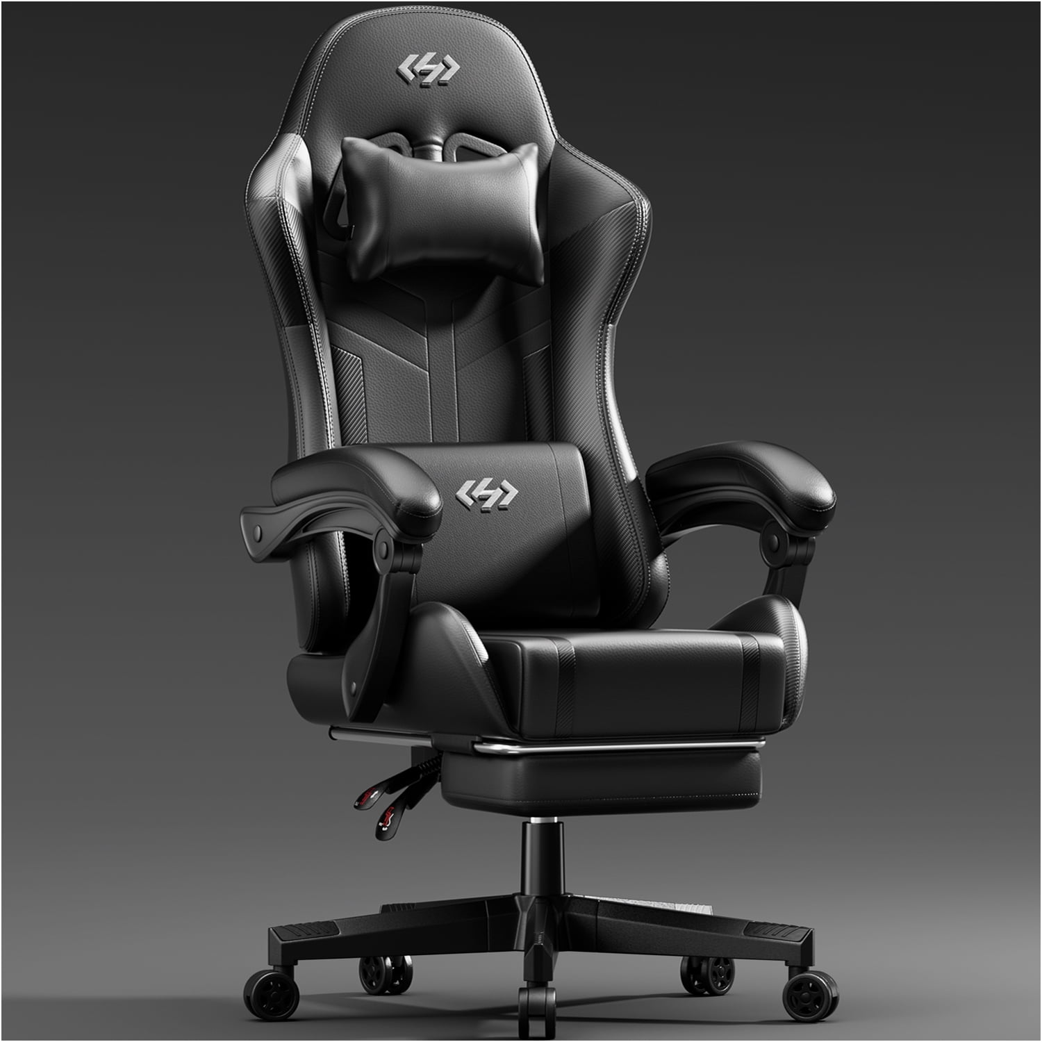 HLDIRECT Gaming Chair with Pocket Spring Cushion, Video Game Chair, Gaming Computer Chair for Adults with Headrest and Lumbar Support, Black & Red