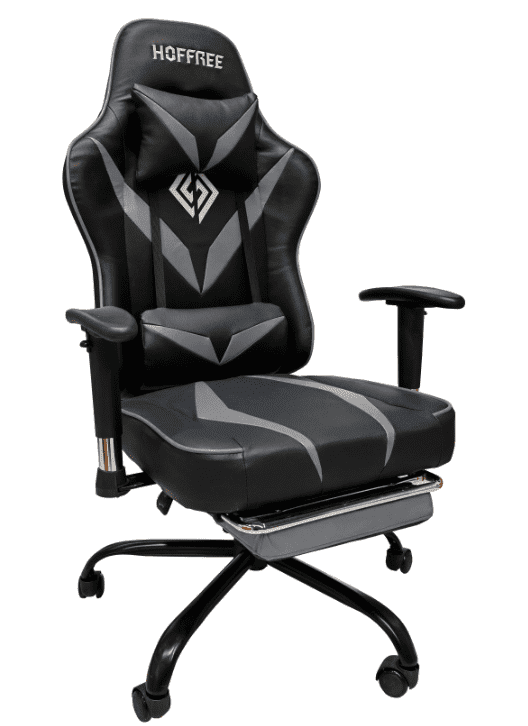 Hoffree Massage Gaming Chair with Footrest Ergonomic Design Gamer Chair with Adjustable Armrest for Adults and Teens Leather Game Chair with Headrest and Lumbar Support