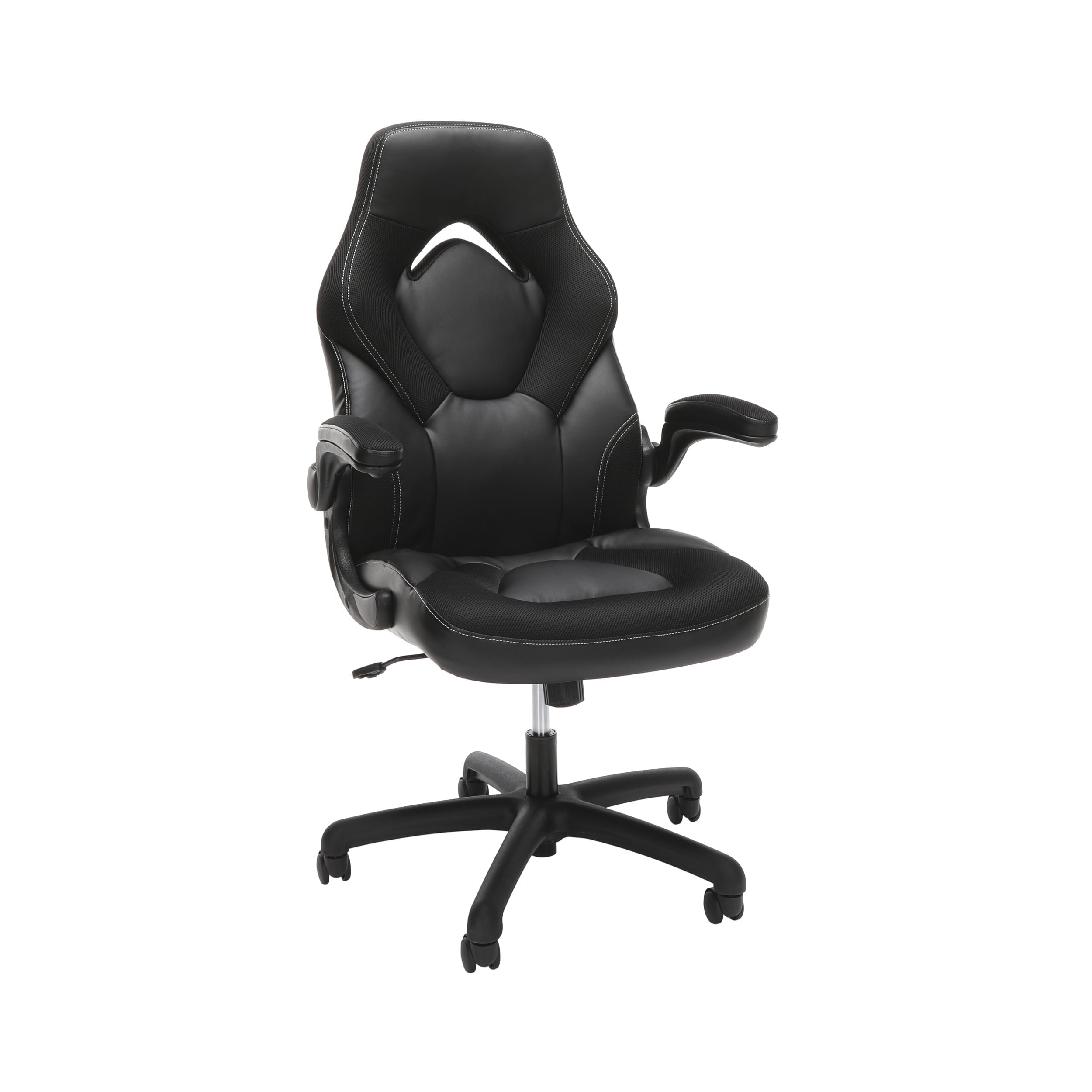 RESPAWN 3085 Ergonomic Gaming Chair for Adults, High Back Office Chair with Headrest and Flip Up Arms, Leather Racing Style Gaming Seat with Lumbar Support, Video Game Computer Desk Seat - Black