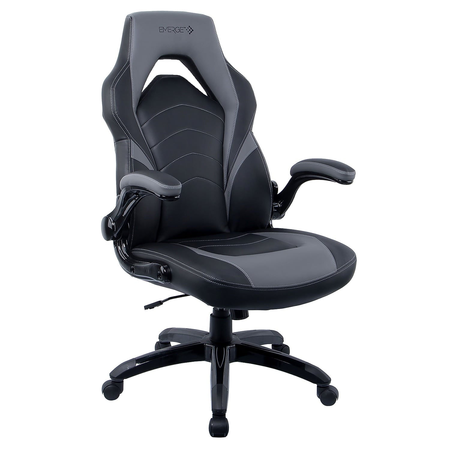 Staples Emerge Vortex Bonded Leather Gaming Chair Black and Gray 2/Pack (58224-CCVS)