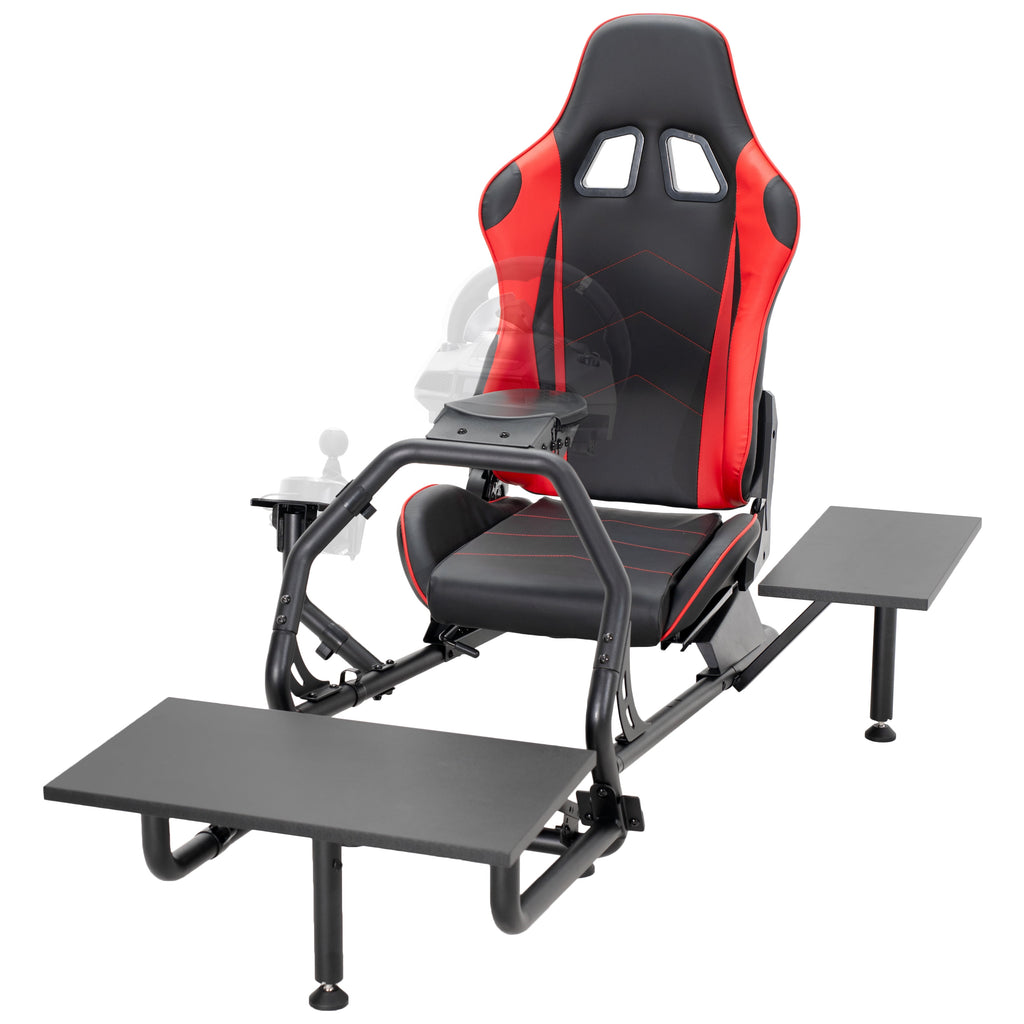 VIVO Racing Simulator Cockpit, Wheel Stand, Reclining Seat, Gear Mount, Shelves