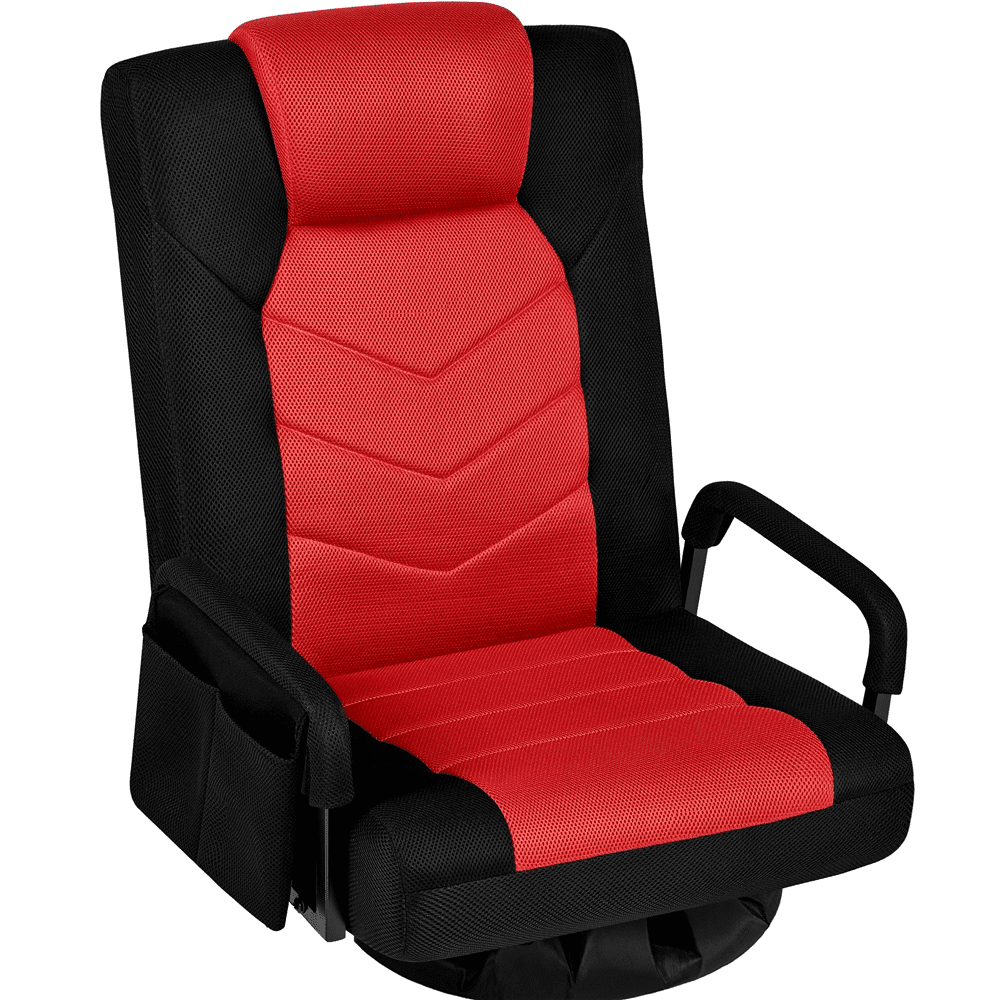 Yaheetech Swivel Floor Gaming Chair with Adjustable Backrest, Black/Red