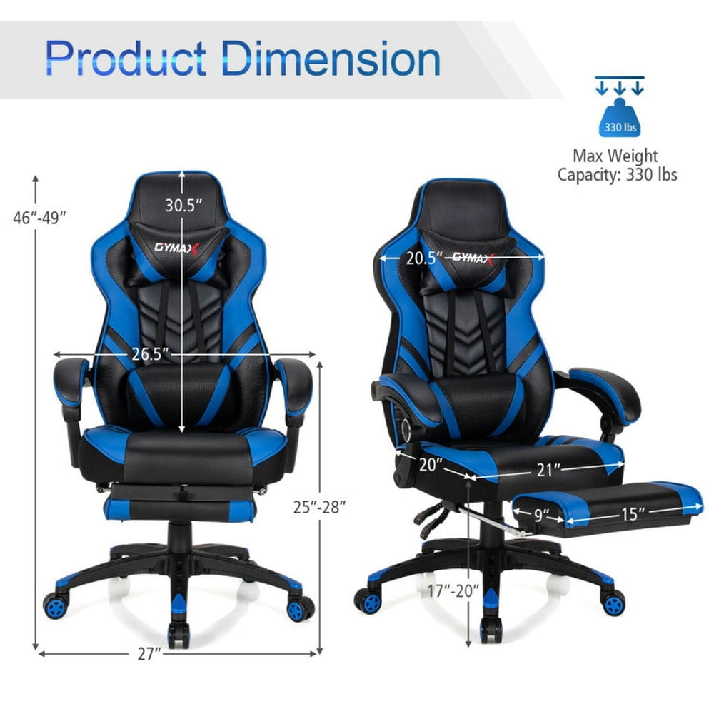 Resenkos Gaming Chair Computer Chair Office Chair, Adjustable Gaming Chair with Footrest for Home Office-Blue