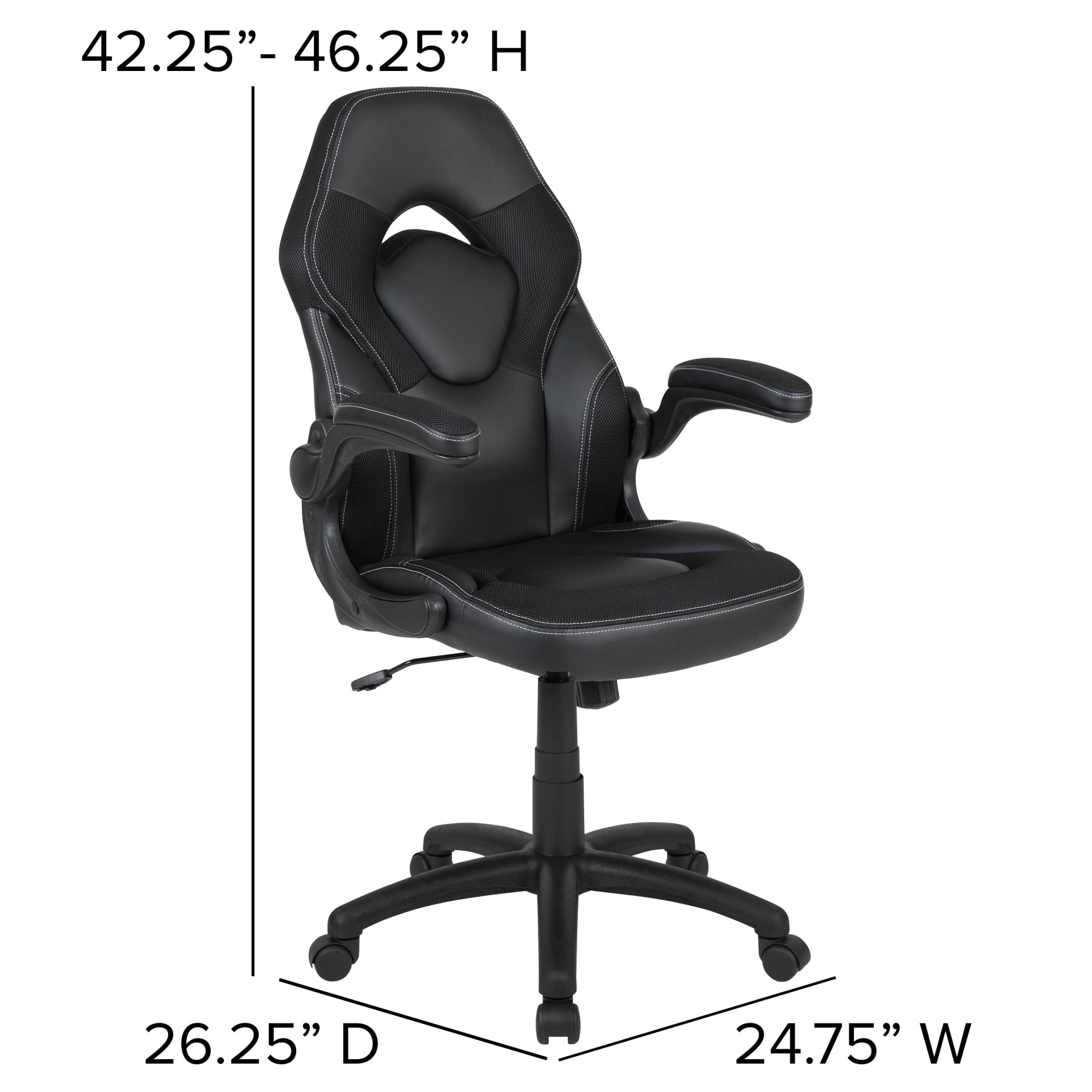 Flash Furniture X10 LeatherSoft High-Back Gaming Chair with Headrest and Flip-Up Arms, Black